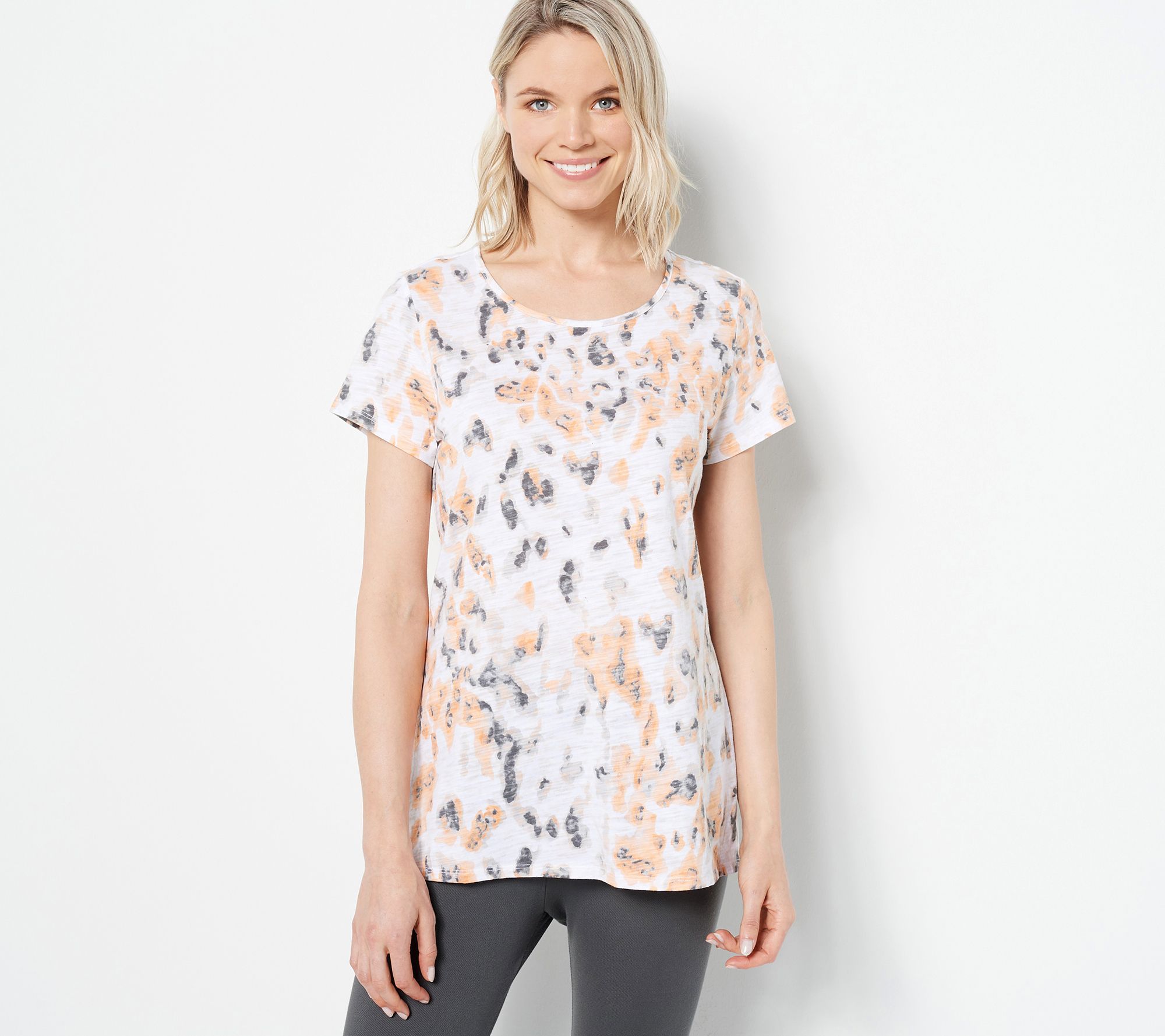 "As Is" Belle by Kim Gravel Slub Knit Safari Short Sleeve T-Shirt