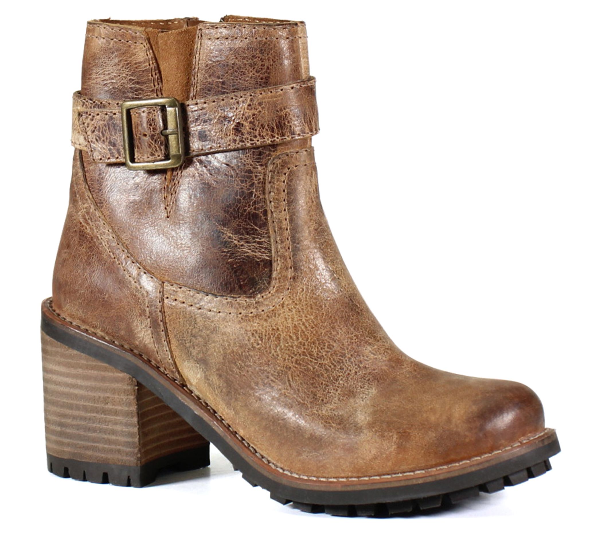 Diba True Block Heel Vintage Leather Bootie - C raze Hot