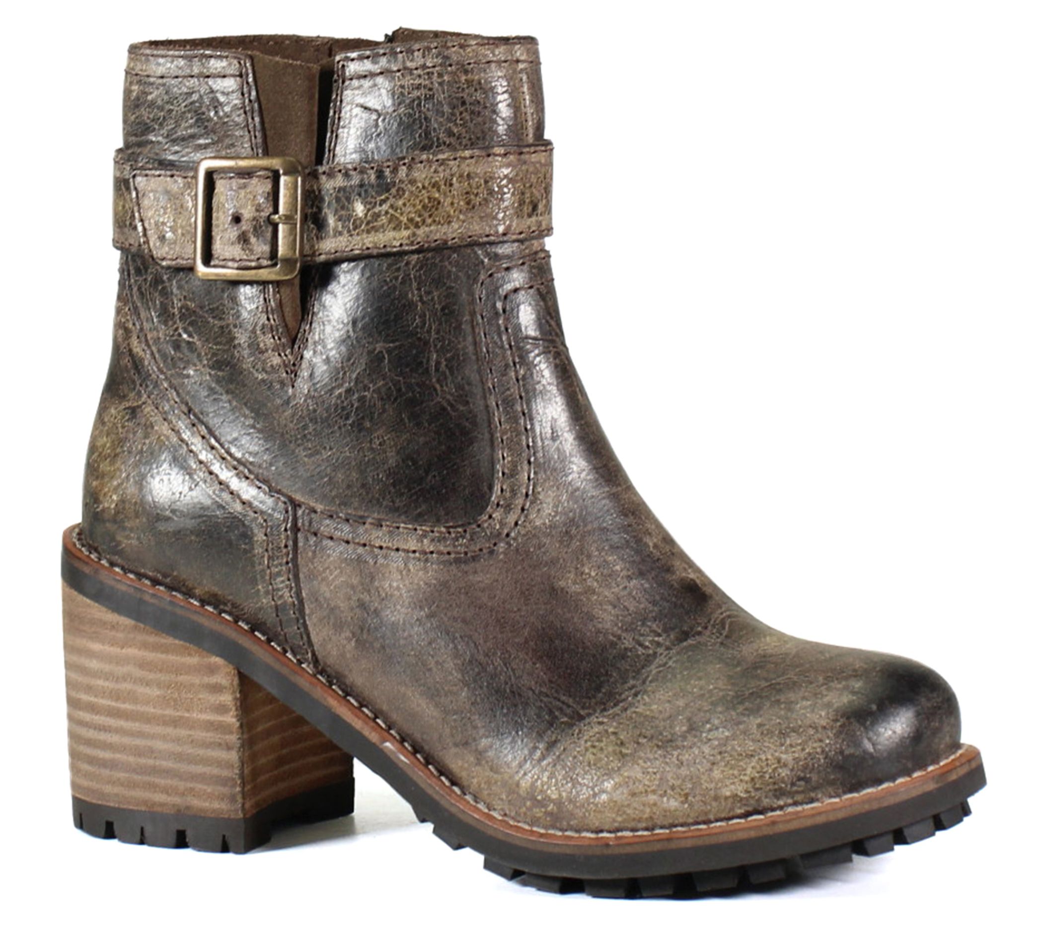 Diba True Block Heel Vintage Leather Bootie - C raze Hot