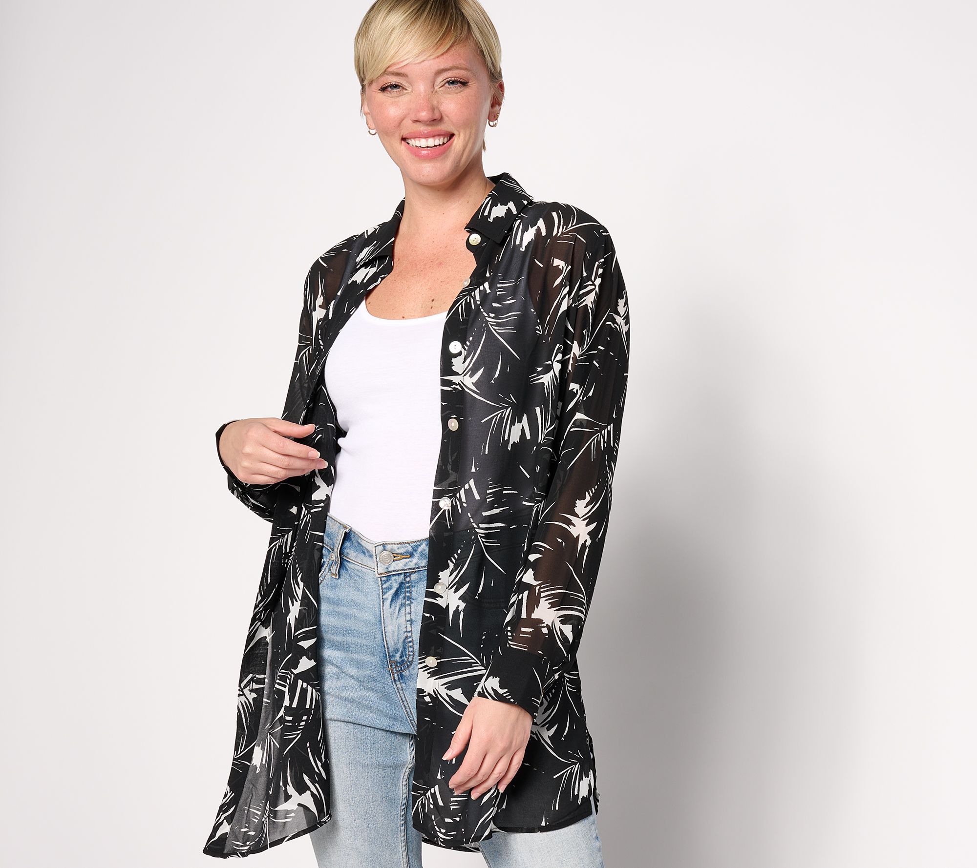 Belle Beach by Kim Gravel Button Front Cover-Up