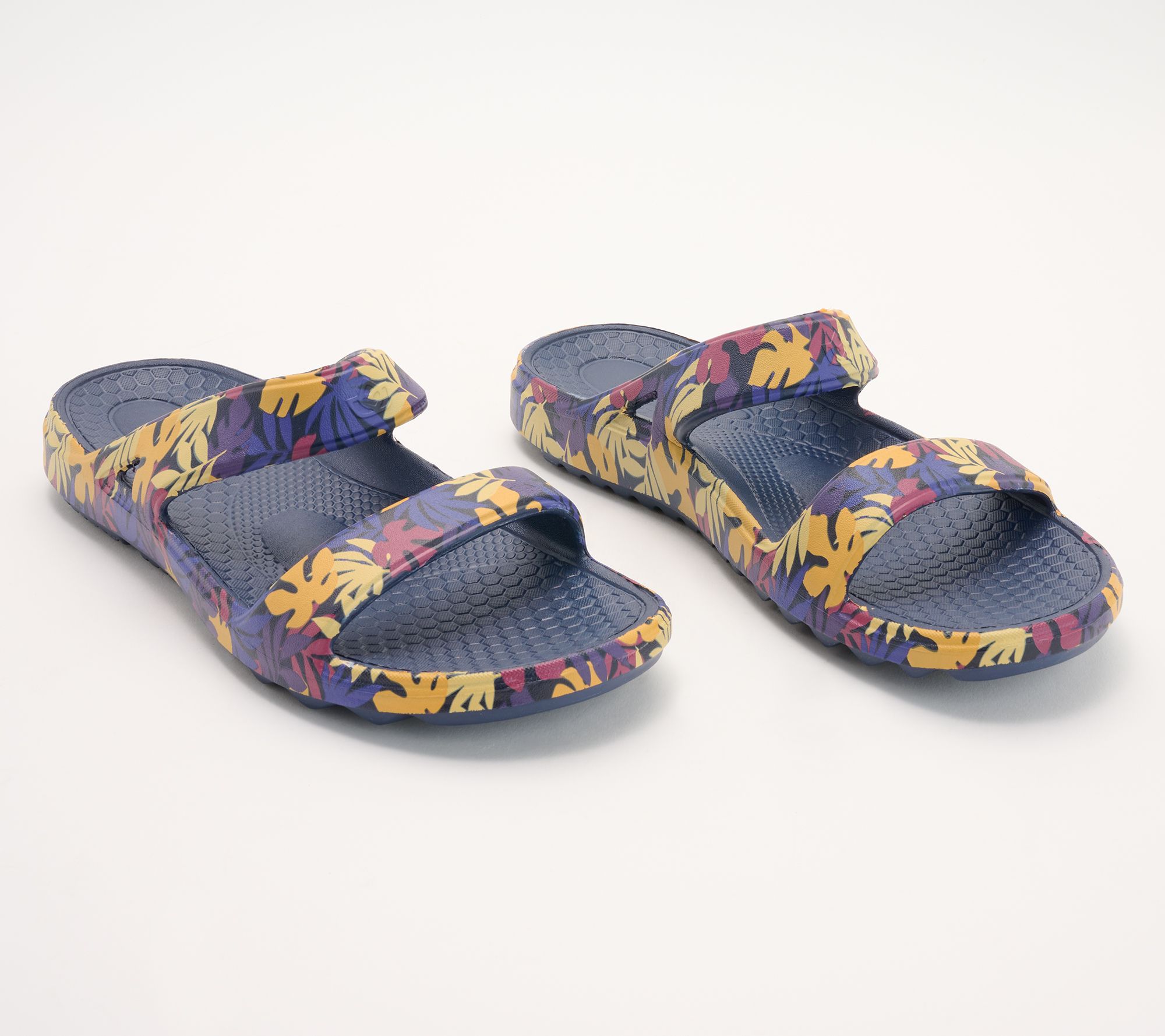 Spenco Orthotic Fusion Slim Slide Sandals - Tropical - QVC.com
