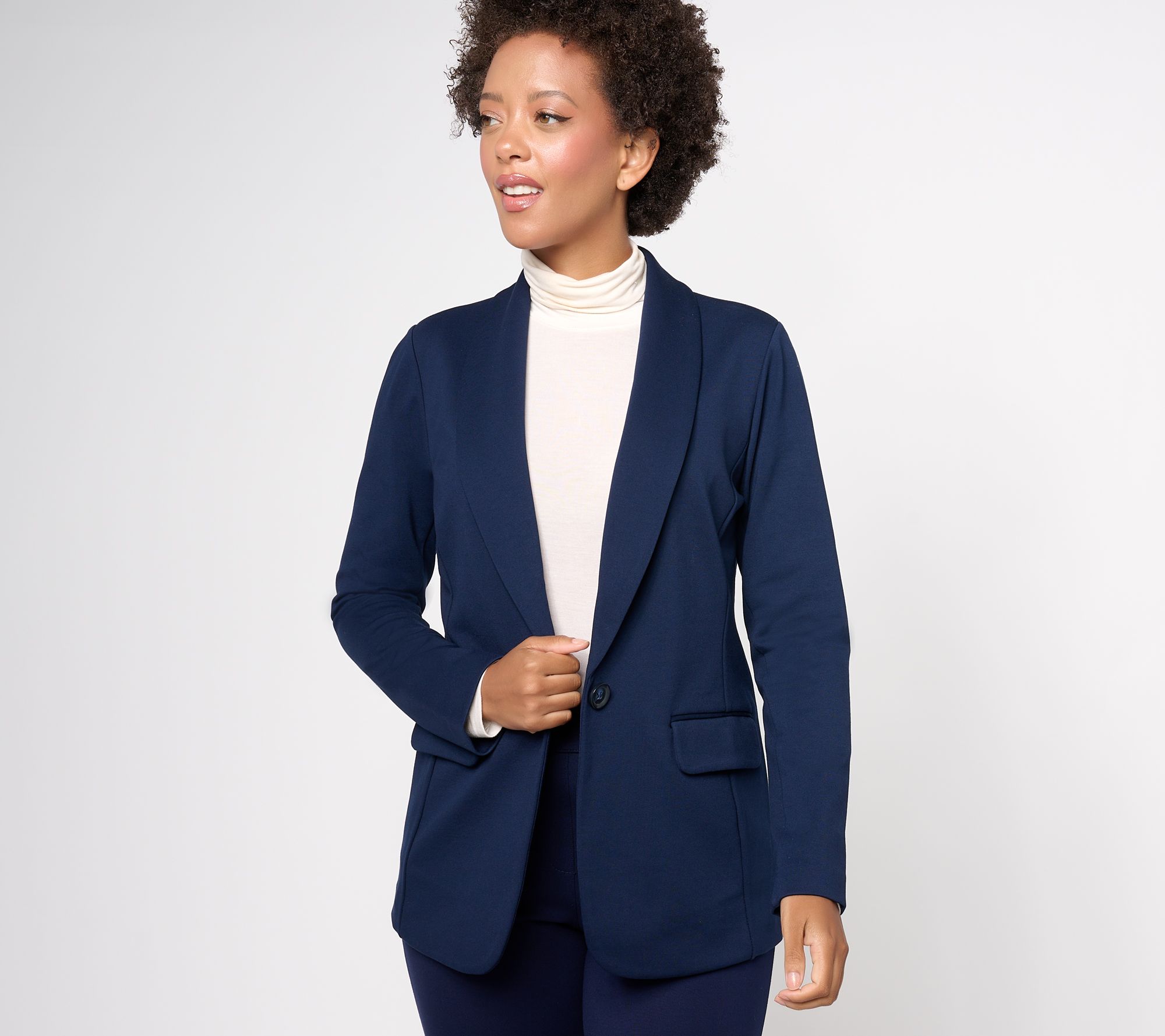 Tailored by Susan Graver Petite Smart Ponte Knit Blazer