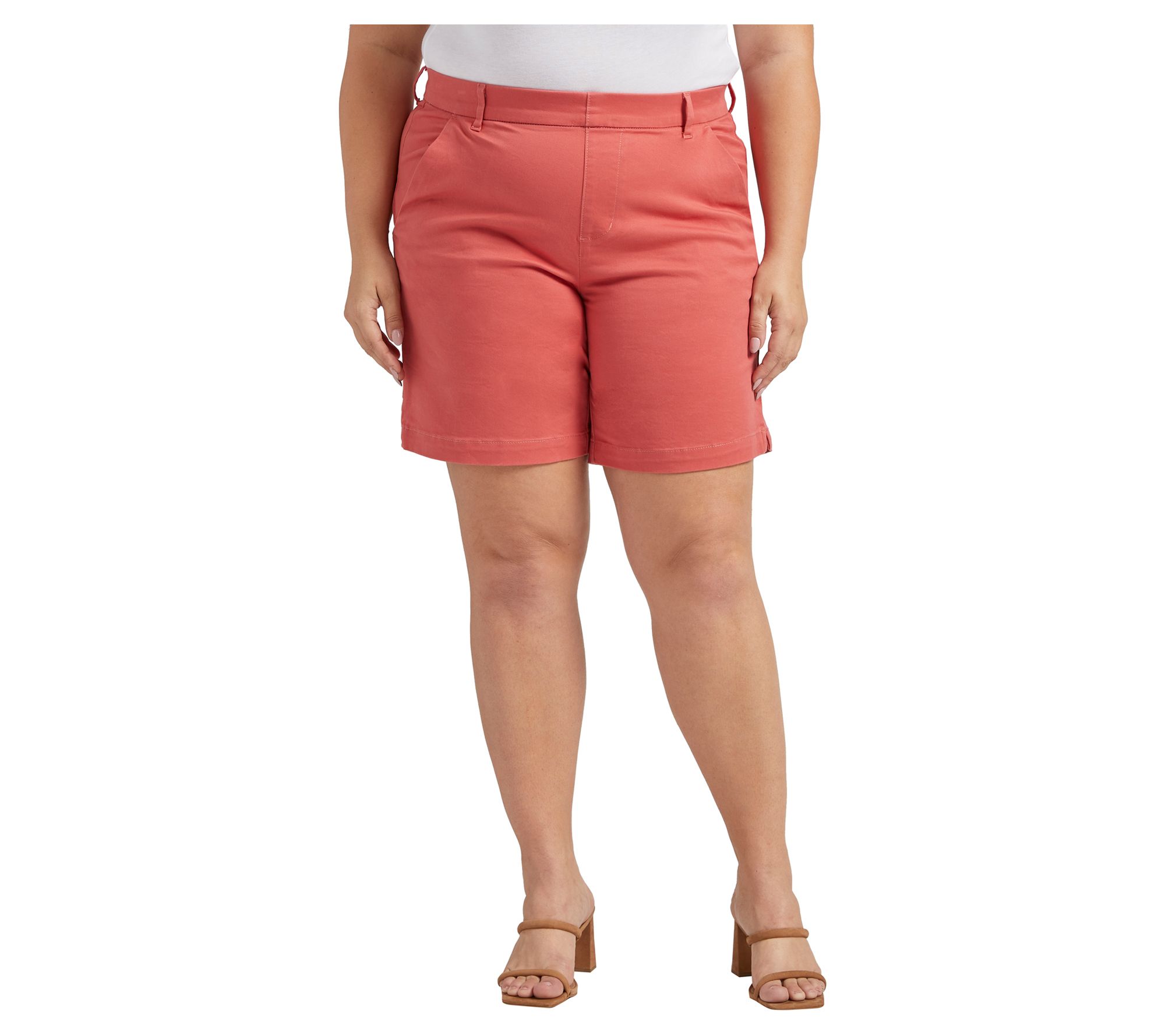 Style Womens Plus Mid Rise Frayed Hem Bermuda Shorts Pink, 46% OFF