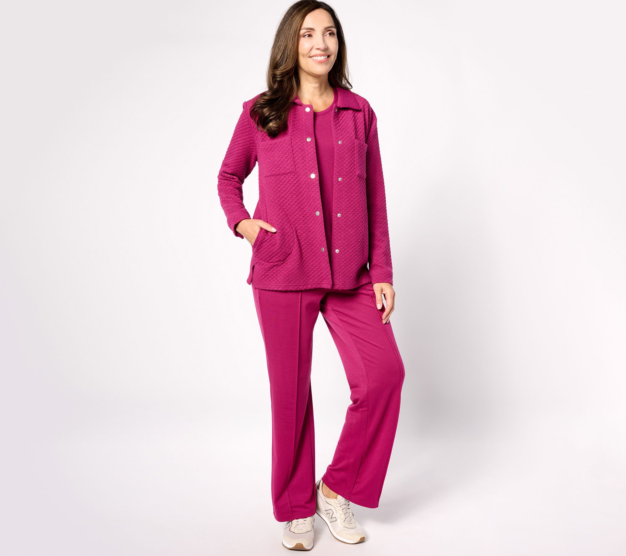 MUK LUKS Tall 3-Piece Quilted Shacket Lounge Set