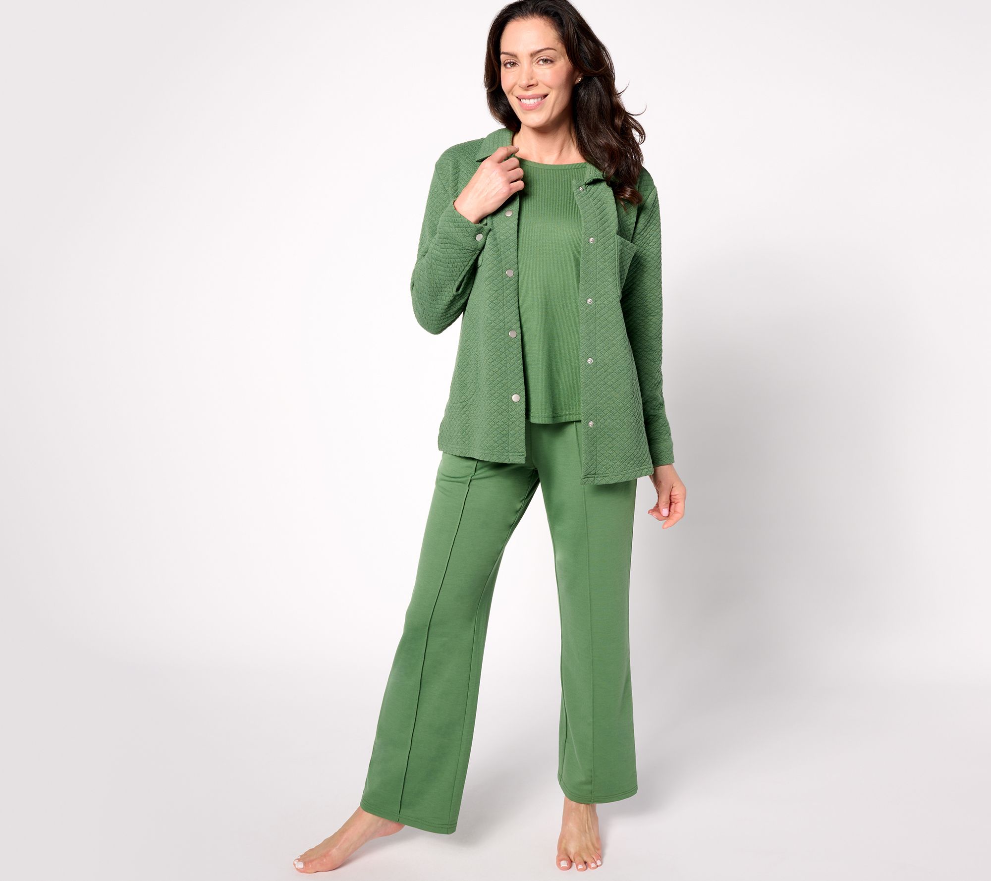 MUK LUKS Tall 3-Piece Quilted Shacket Lounge Set