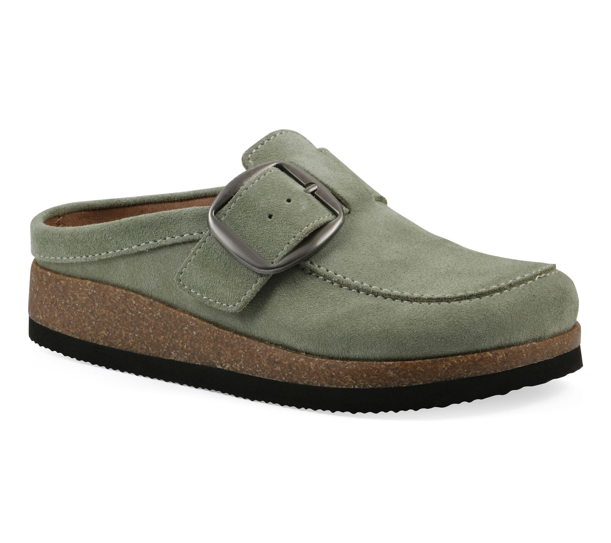 White Mountain Leather Buckle Clogs - Bueno