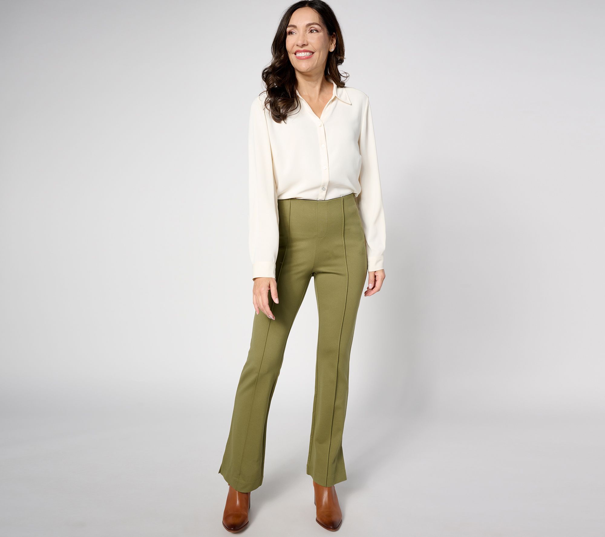 Peace Love World Petite Ponte Split Hem Pants - QVC.com