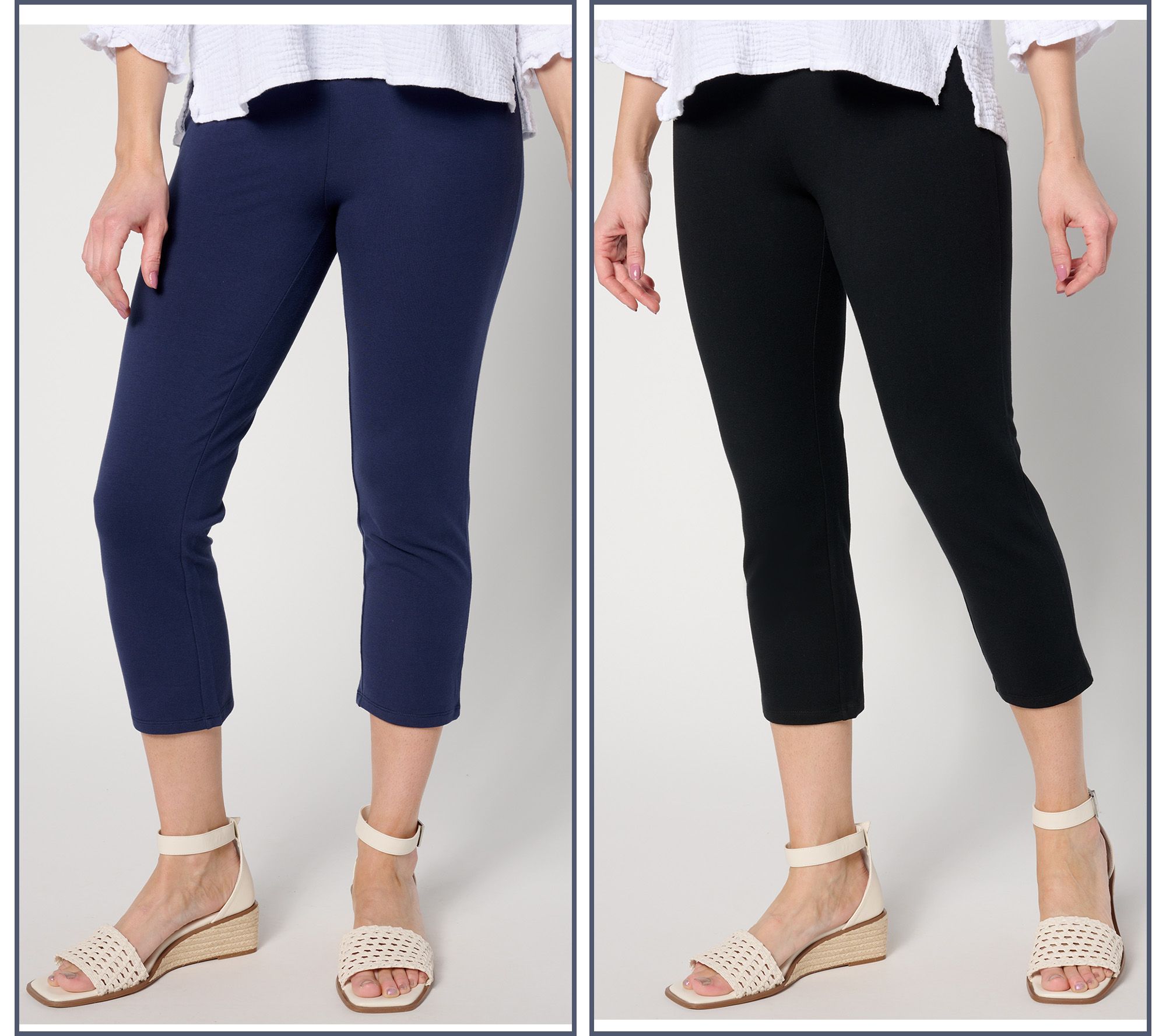 Women With Control Regular Set of 2 Slim Leg 86/14 Crop Pants