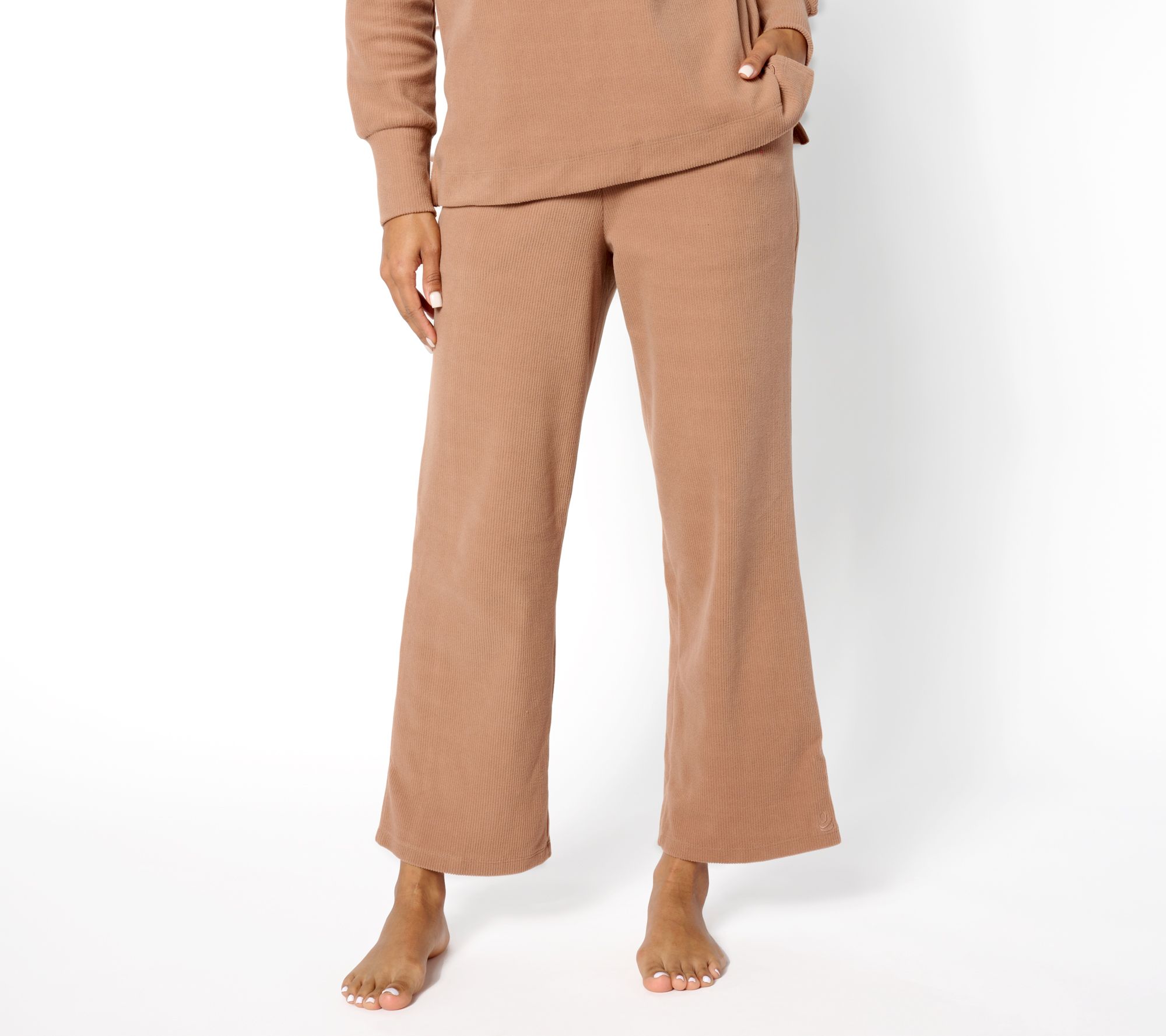 "As Is" Cuddl Duds Ribbed Fleece Wide Leg Lounge Pant