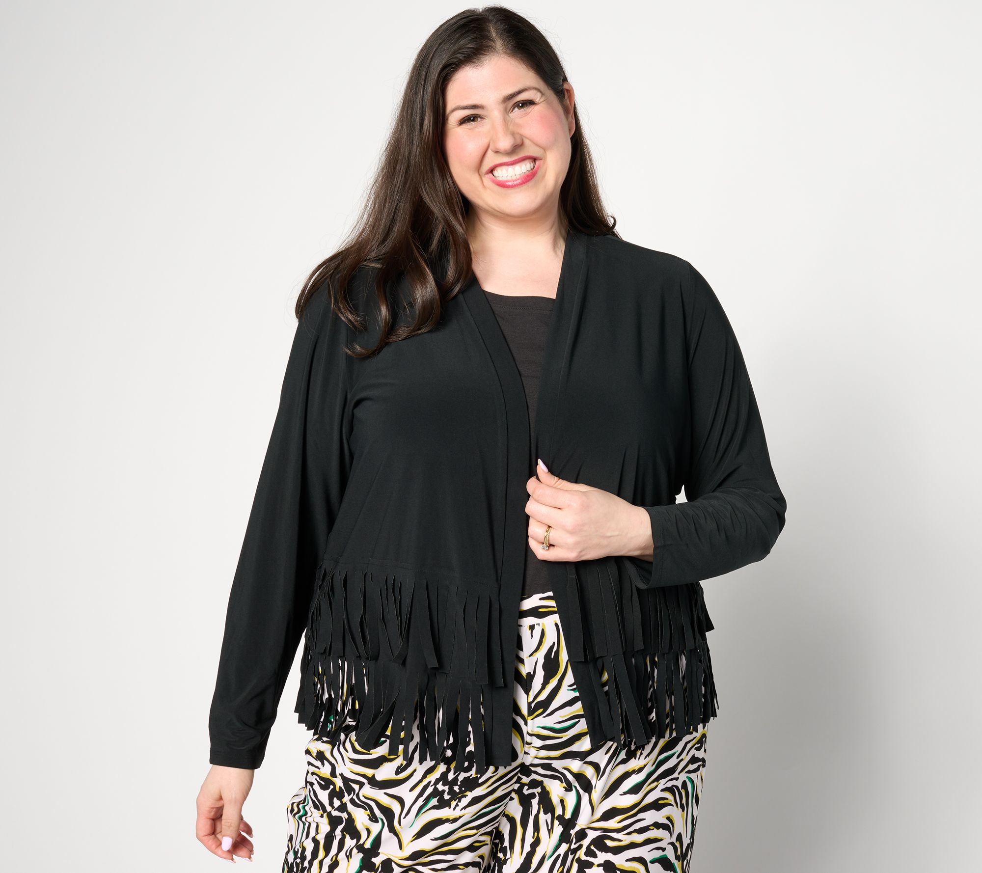 "As Is" Attitudes by Renee Como Jersey Knit Fringe Cardigan