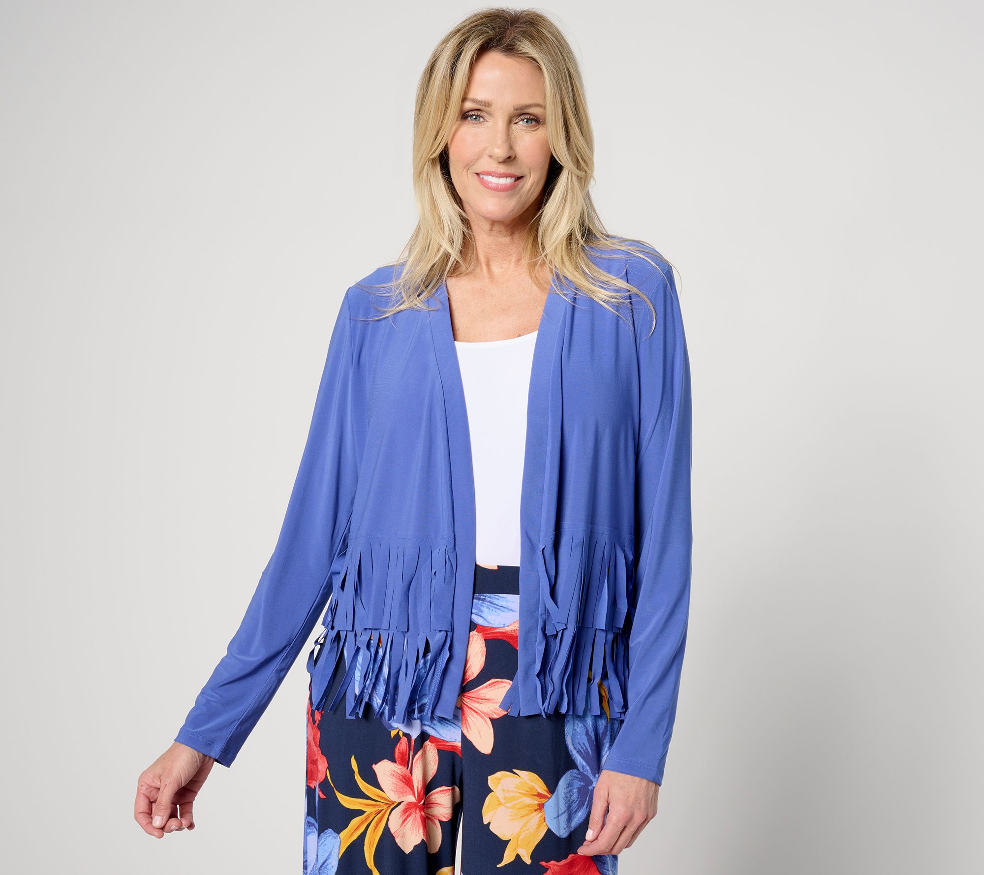 "As Is" Women with Control Como Jersey Knit Fringe Cardigan