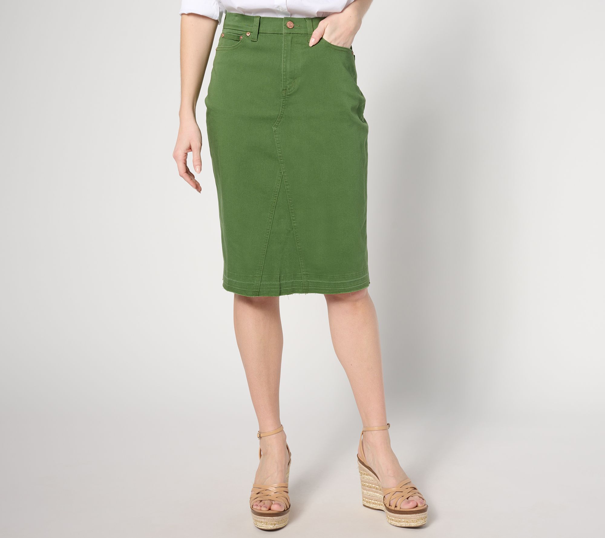 "As Is" Denim & Co. Canyon Retreat Soft Twill Knee Length Skirt