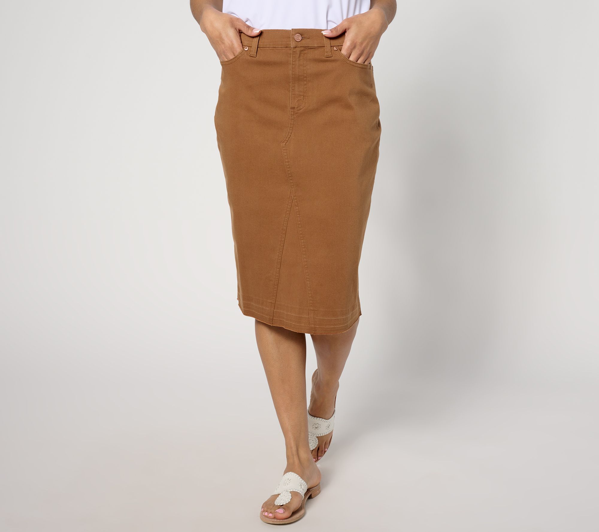 "As Is" Denim & Co. Canyon Retreat Soft Twill Knee Length Skirt