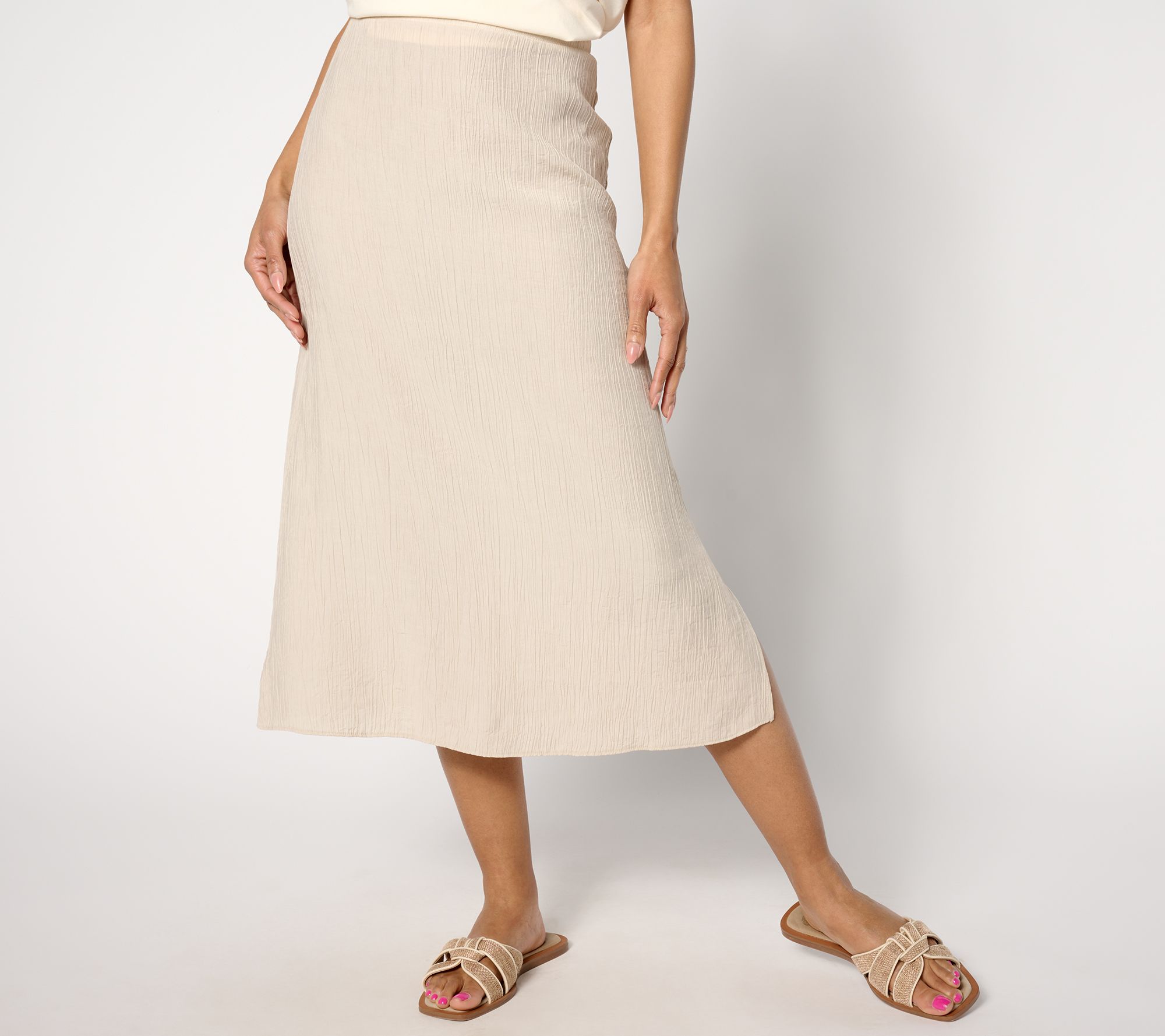 "As Is" Peace Love World Regular Crinkle Satin Pull-On Skirt