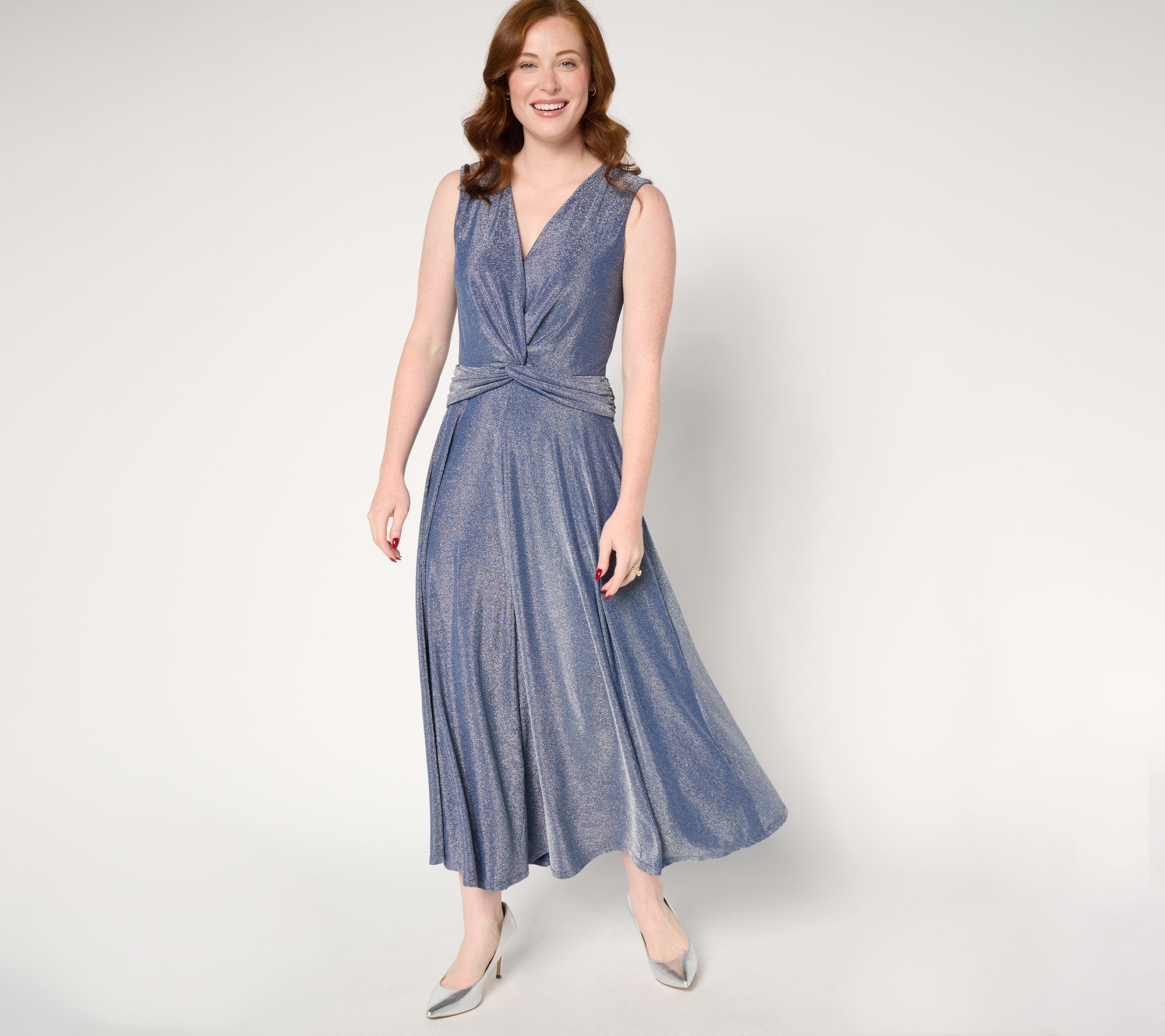 Destination 365 Regular Lurex Knit Twist Front Maxi Dress