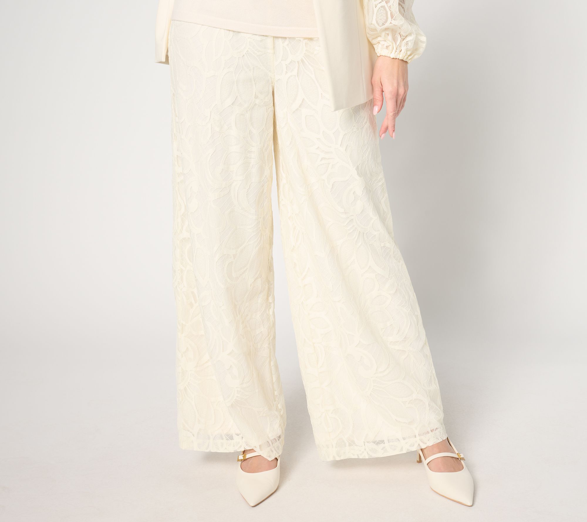 Dennis Basso Regular Fully Lined Lace Pants
