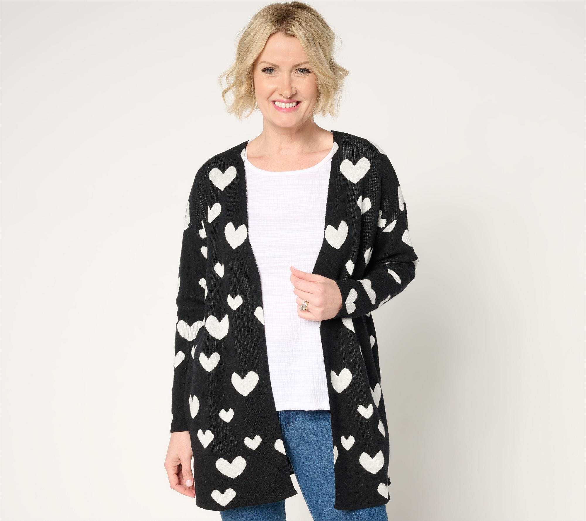 Driftwood Jeans Heart Intarsia Cardigan - Black Heart