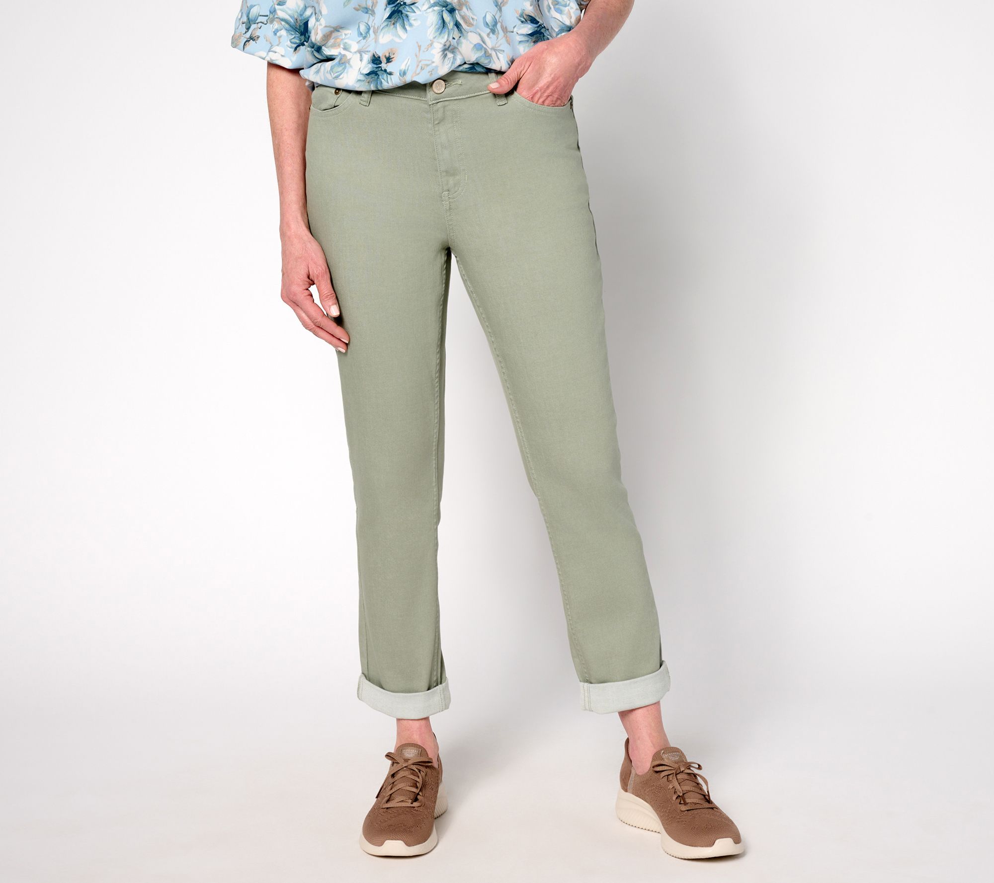 Martha Stewart Signature Petite Colored Rolled Hem Ankle Jeans