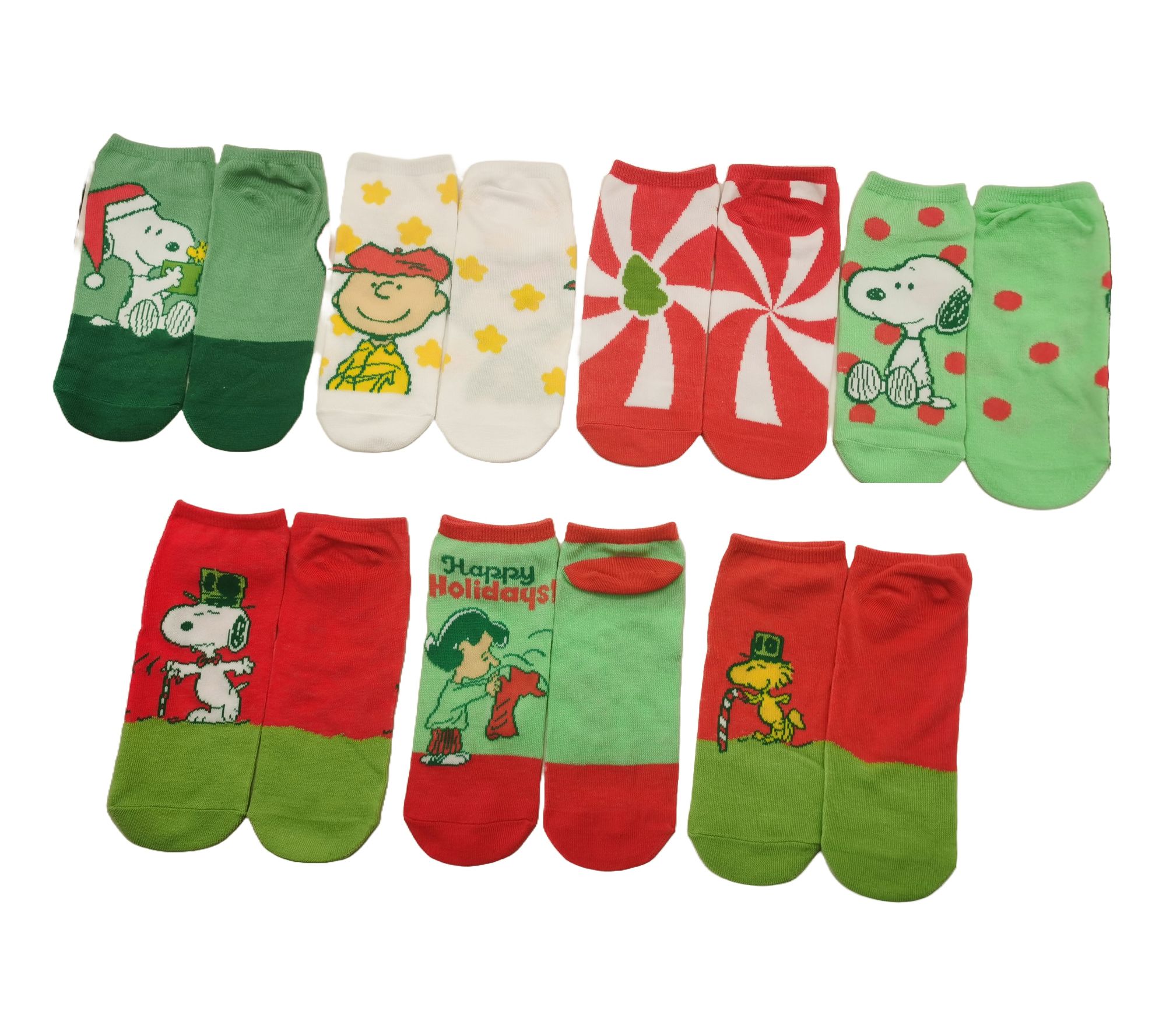 Peanuts Ladies' Gingerbread Gift Box No-Show Sock Set - 7 Pair