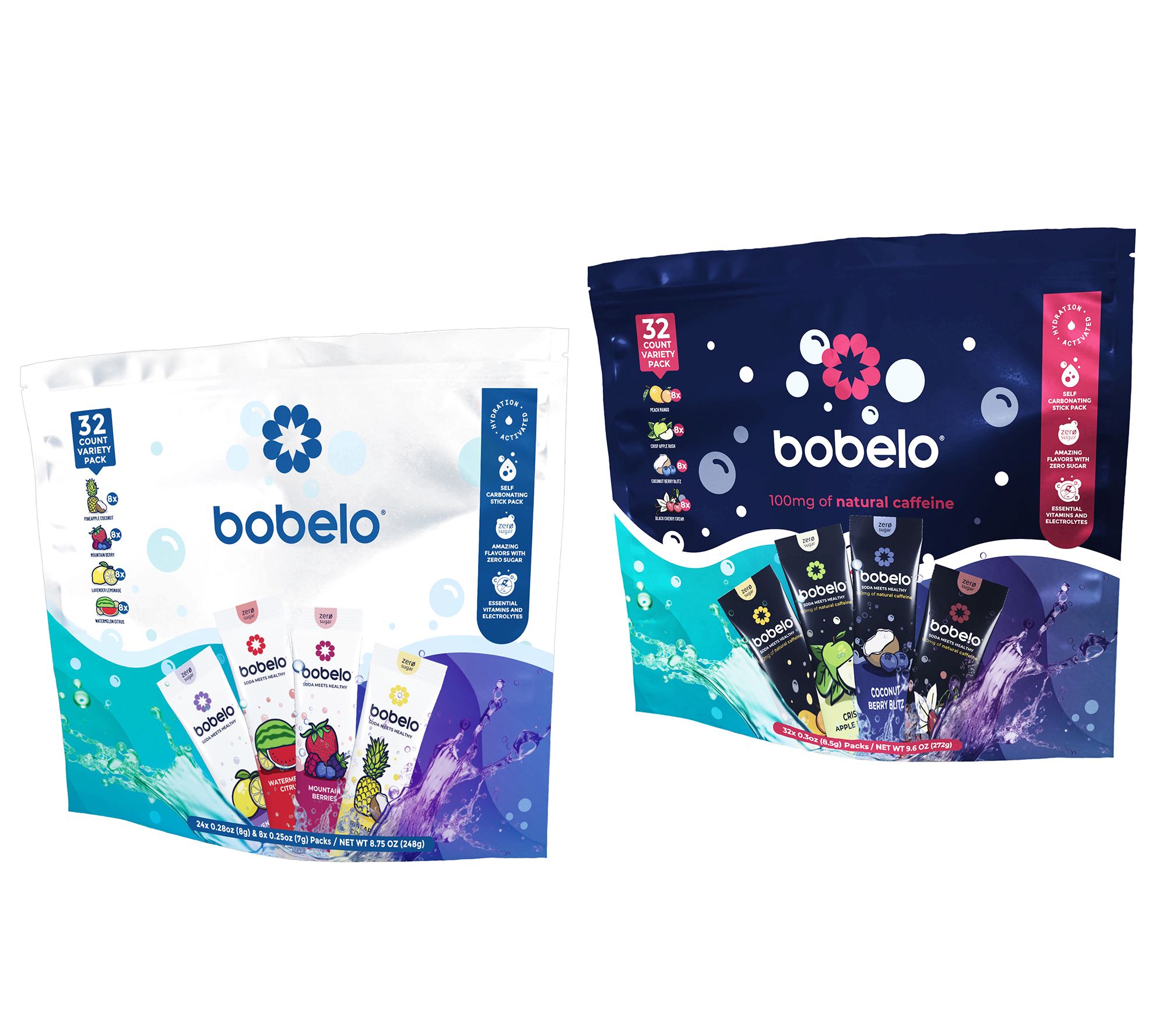 Bobelo Hydration Packs Non-Caffeinated or Caffeinated 32 Servings