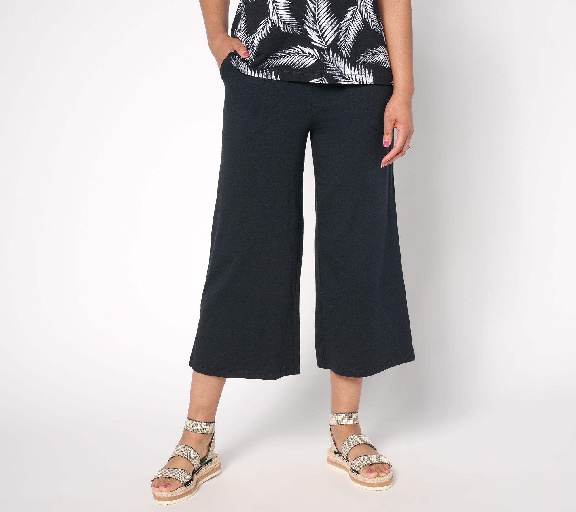 Denim & Co. Beach Jersey Petite Pull-On Crop Pant