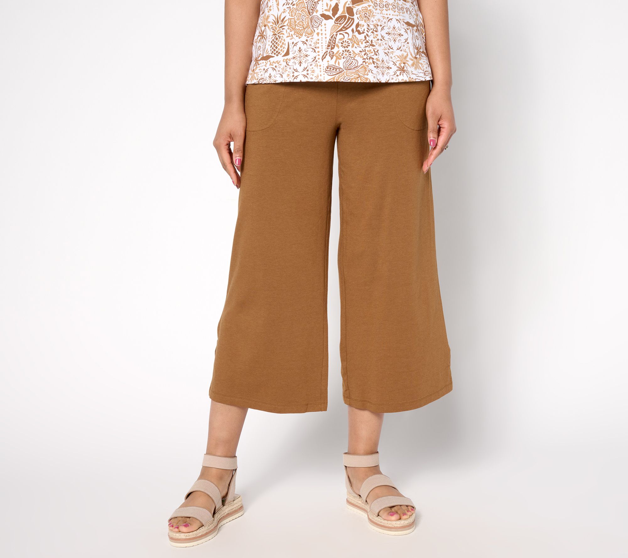 Denim & Co. Beach Jersey Petite Pull-On Crop Pant
