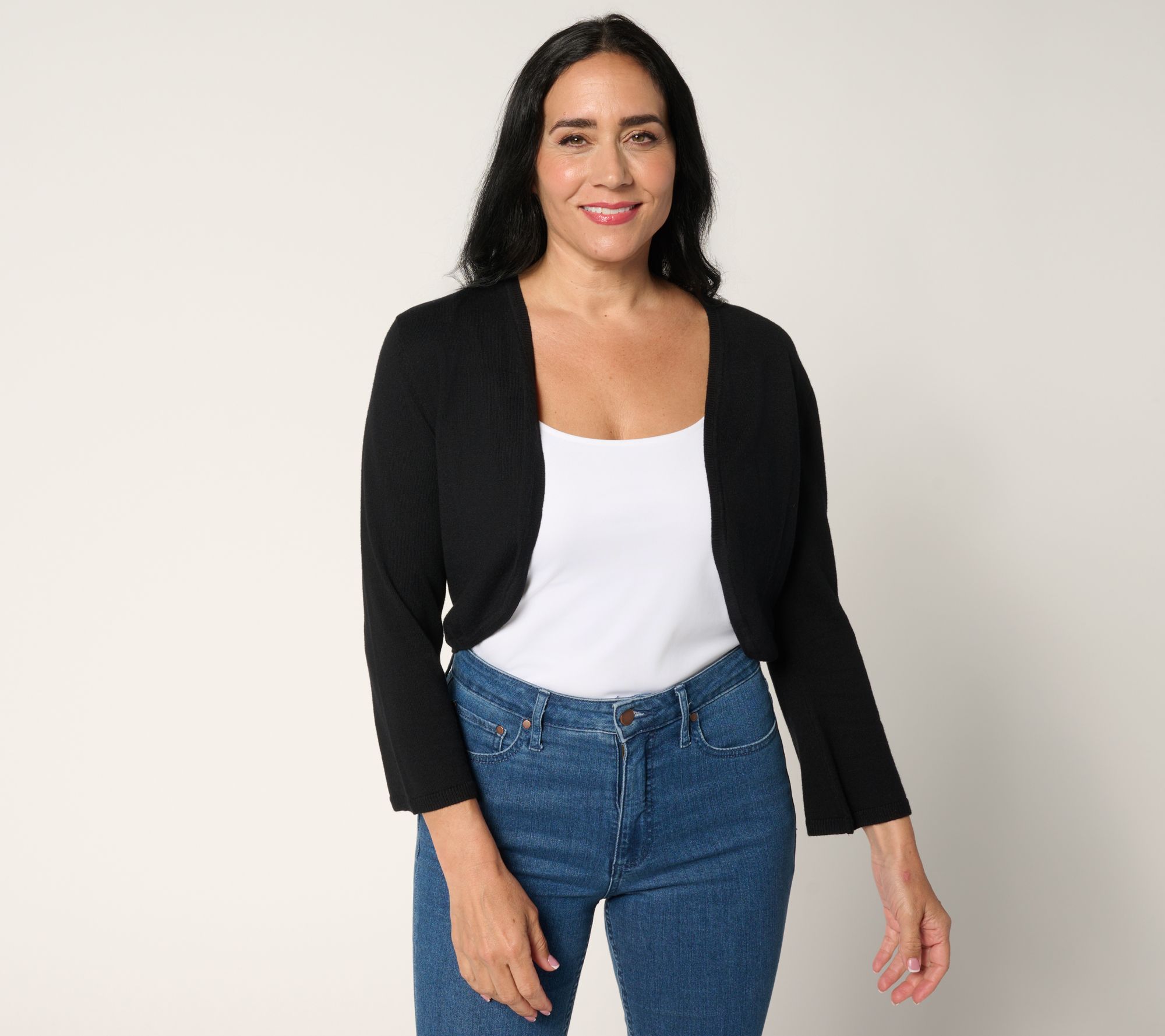 Isaac Mizrahi Live! Essentials Sweater Bolero w/ Flare Sleeve