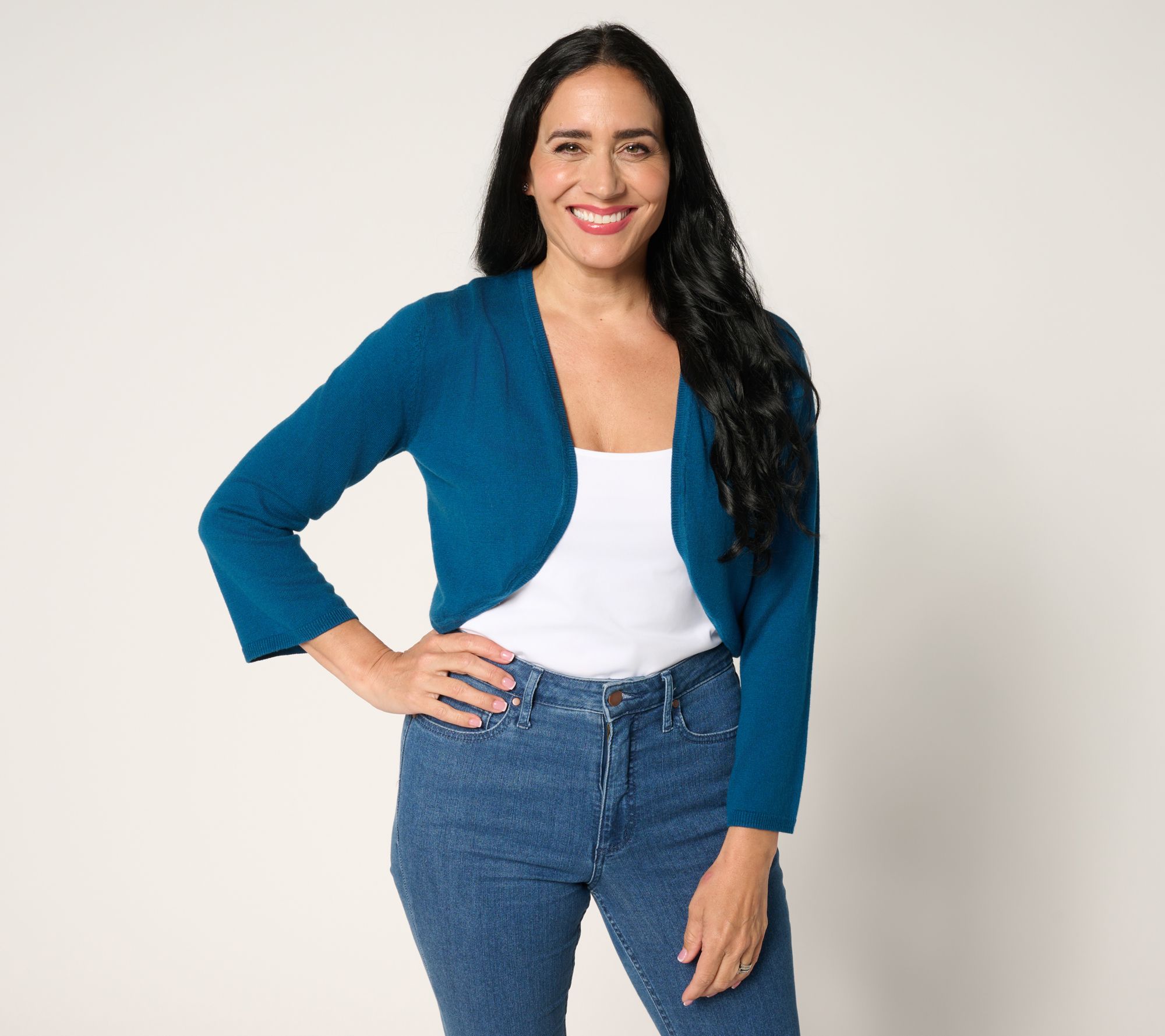 Isaac Mizrahi Live! Essentials Sweater Bolero w/ Flare Sleeve