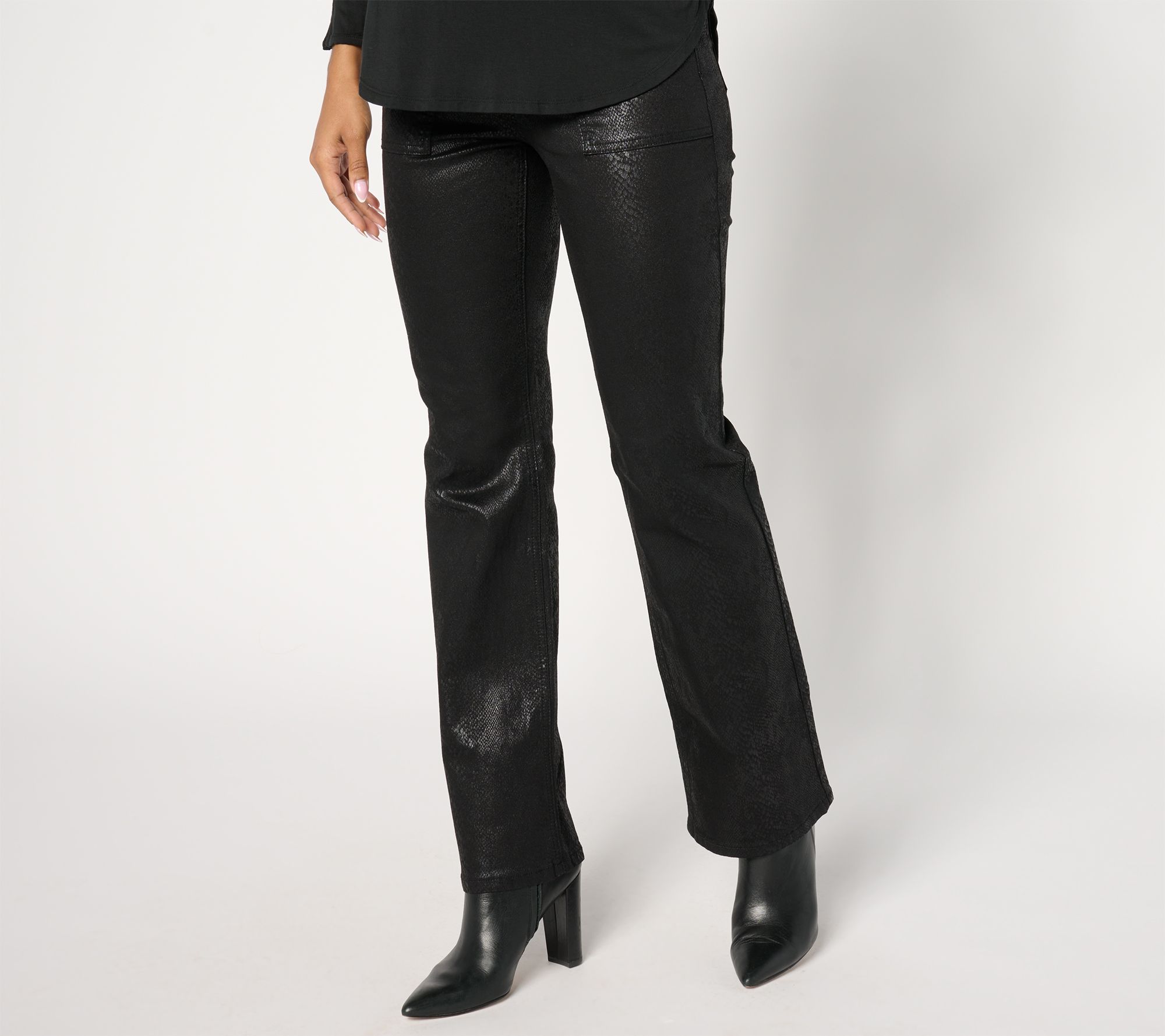 "As Is" nicole by Nicole Miller Petite Coated Soho Boot Cut Jeans