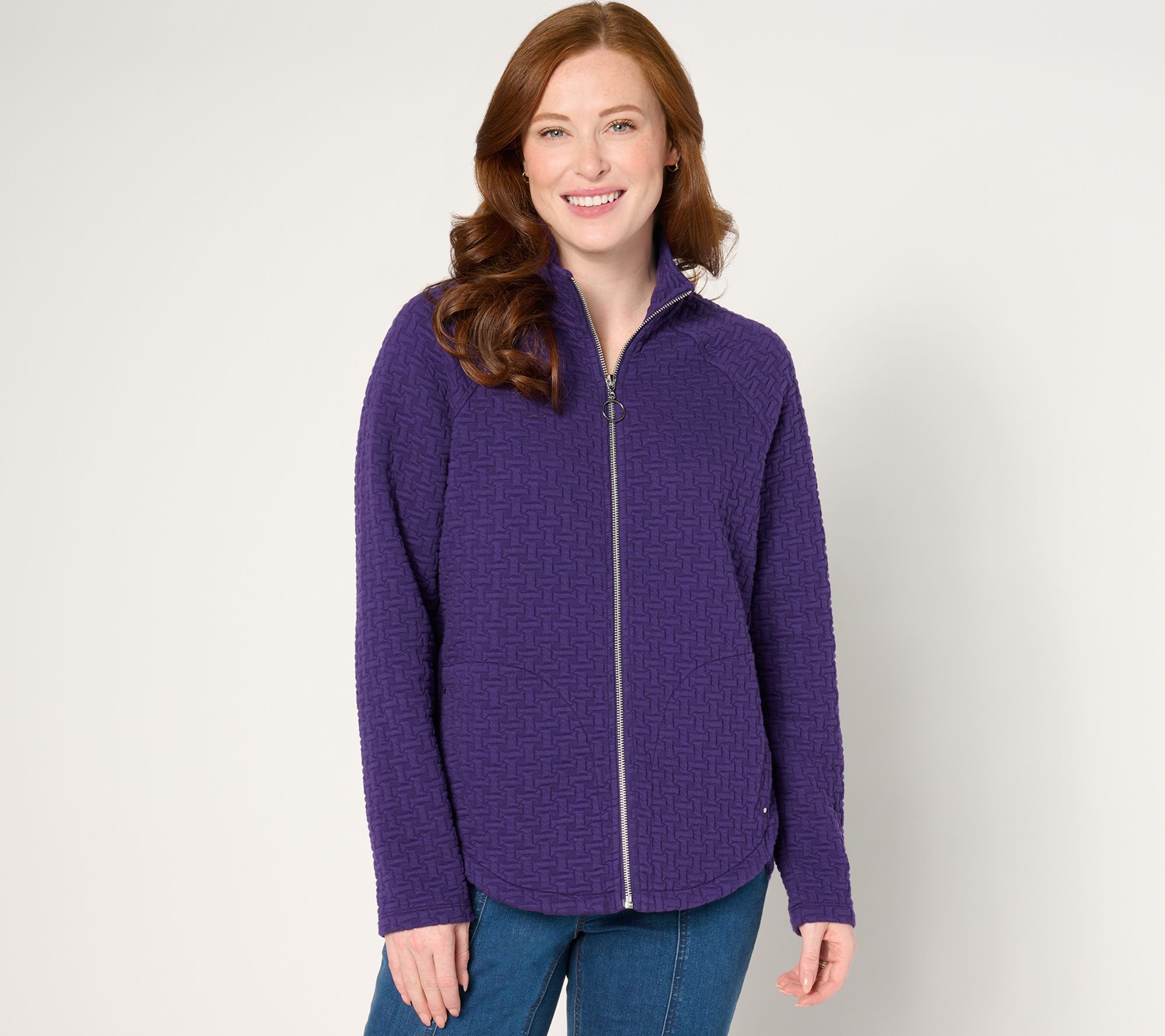 "As Is" Sport Savvy Puff Jacquard Mock Neck Jacket