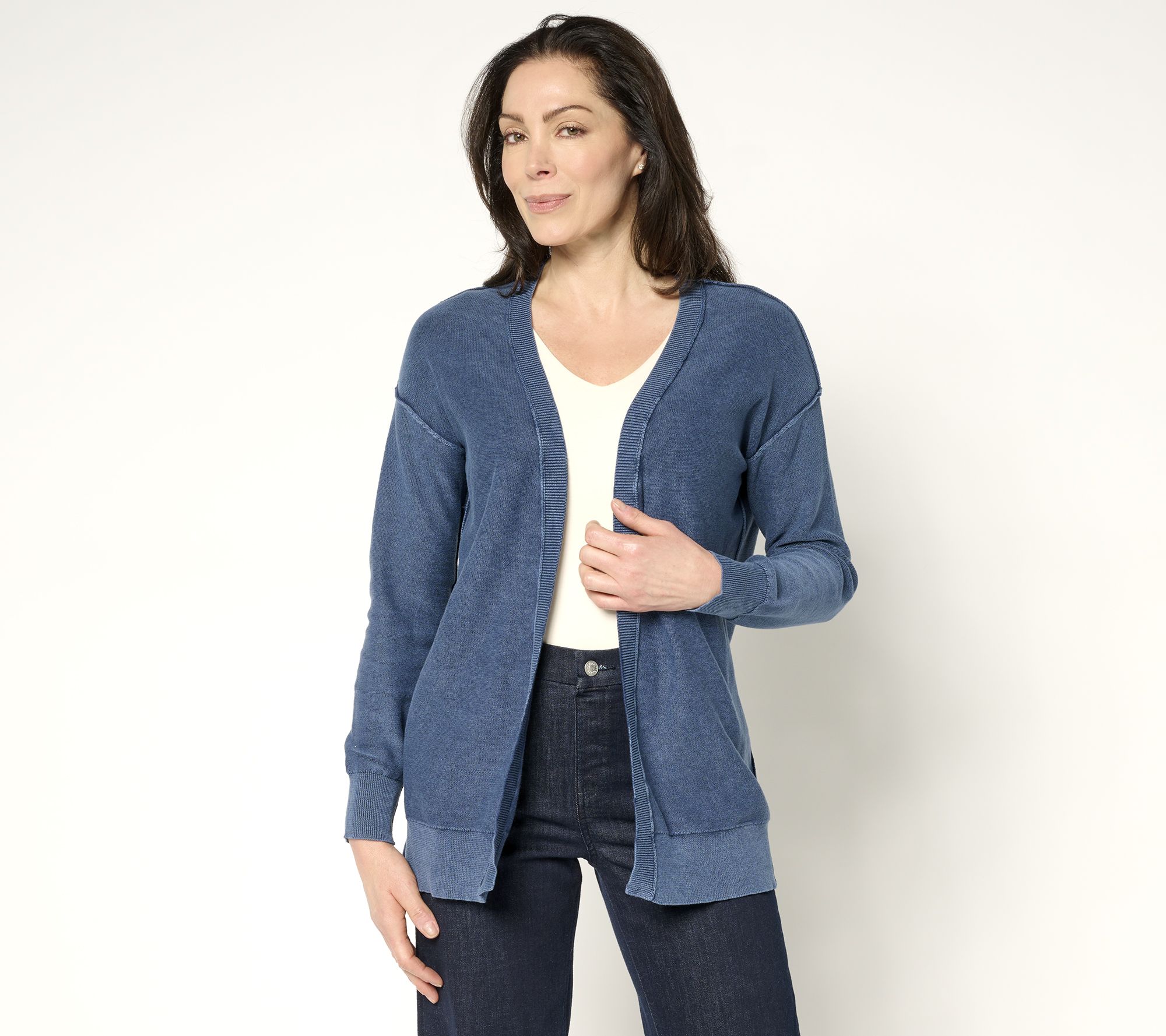 "As Is" Attitudes by Renee Open Front Cardigan w/ Wash Effect