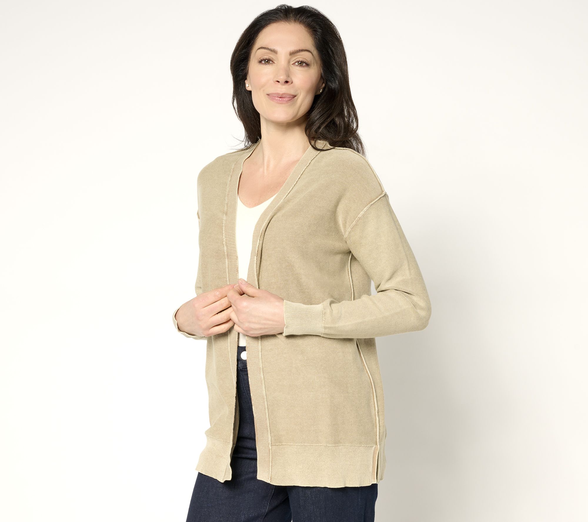 "As Is" Attitudes by Renee Open Front Cardigan w/ Wash Effect