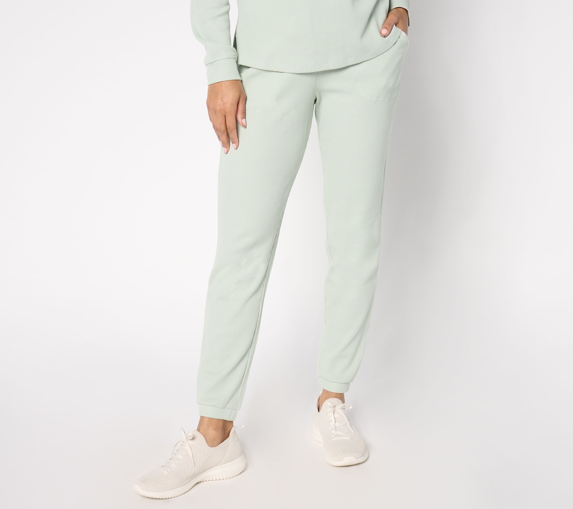 "As Is" AnyBody Petite Cozy Knit Waffle Joggers