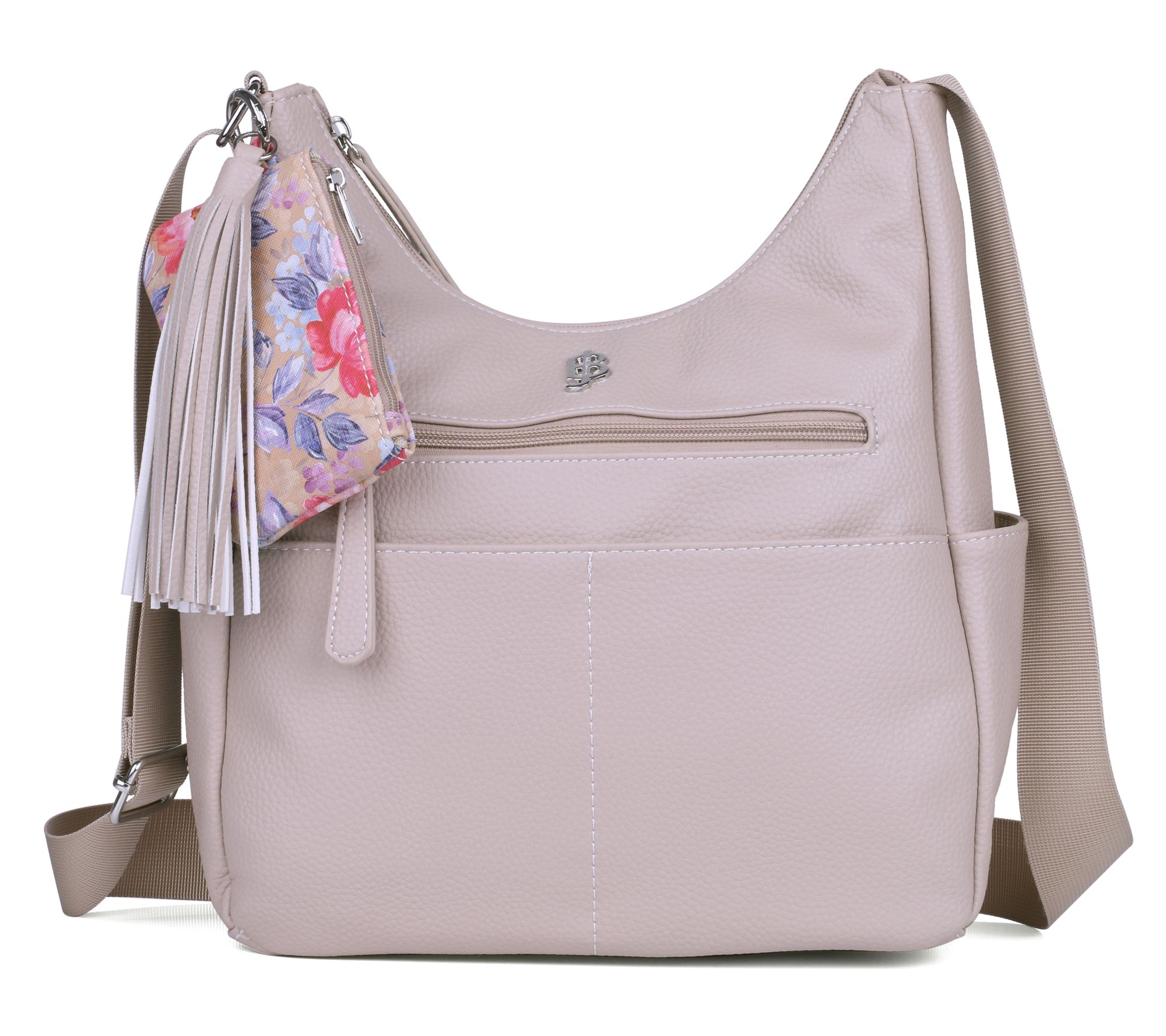 Julia Buxton Vegan Pebble Leather Hobo w/ CoinPurse & Tassel