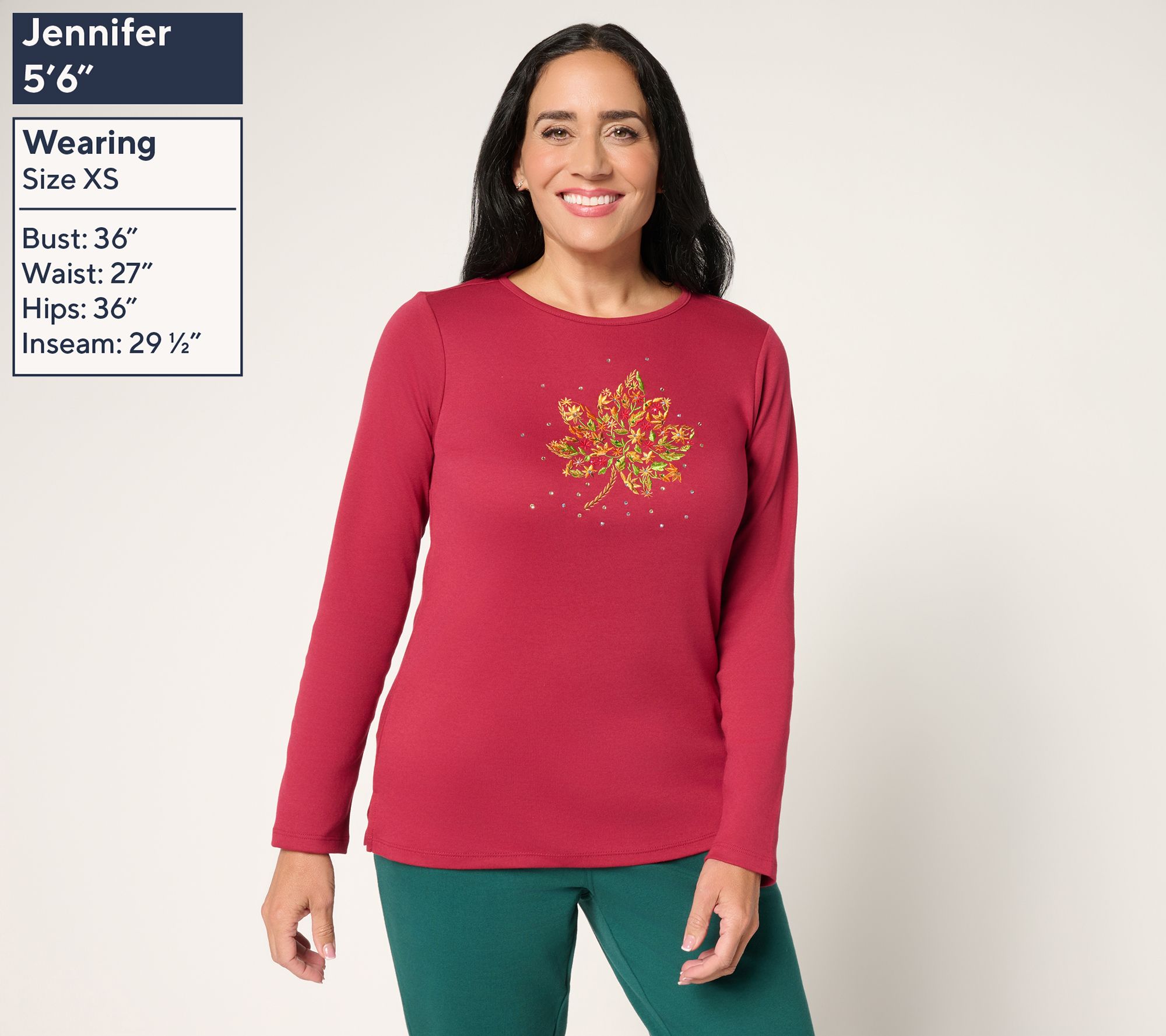 Quaker Factory Stitch in Time Fall Fauna Long Sleeve Top - QVC.com