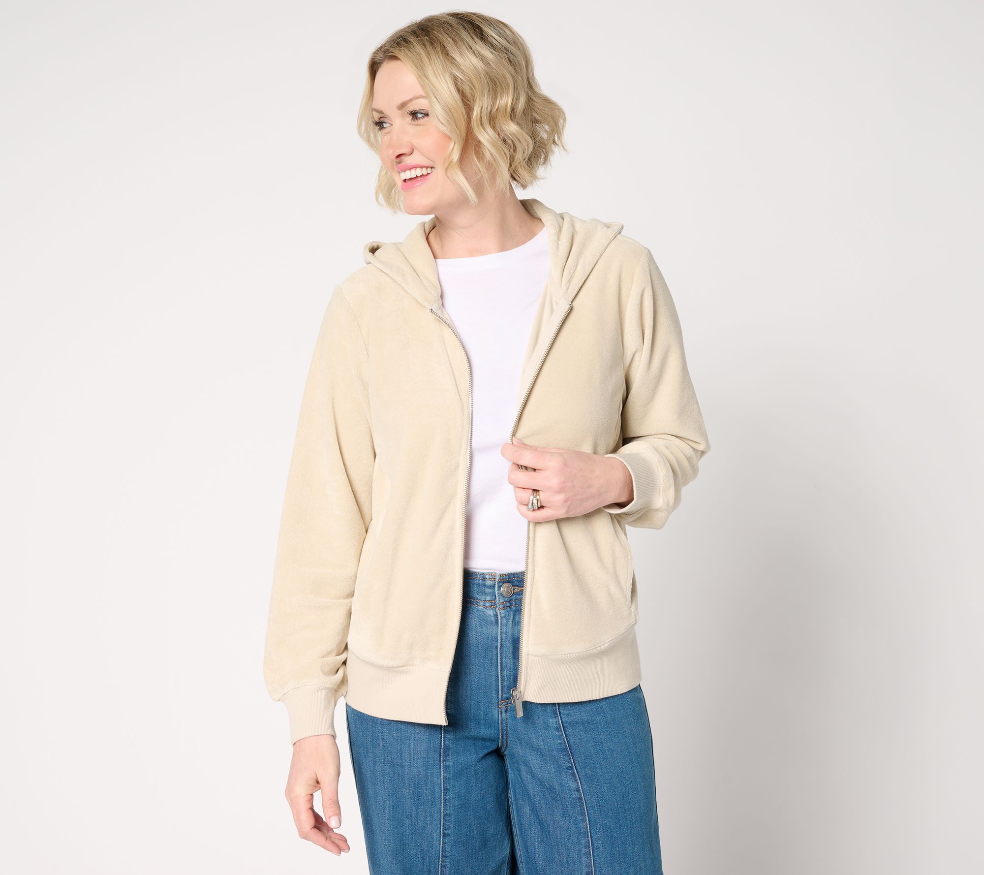 "As Is" Martha Stewart Signature Knit Zip-Front Jacket w/ Hood