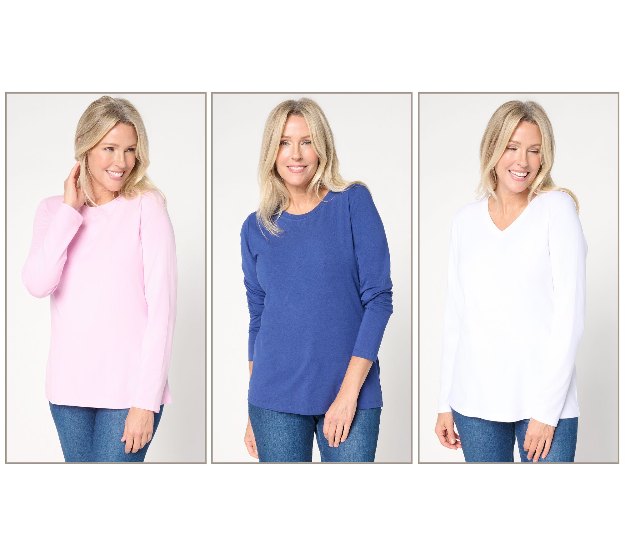 Denim & Co. Essentials So Soft Jersey 3-Pack Variety Tops