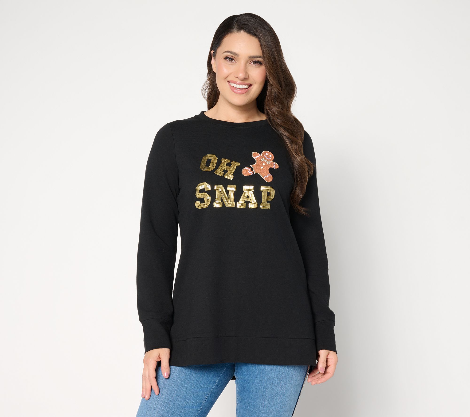 Jingle Belles by Kim Gravel Oh Snap! Gingerbread Sequin Top