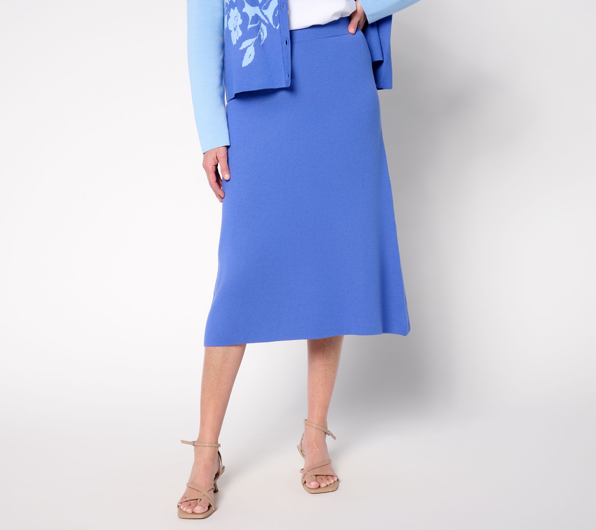 As Is by Stacy London Cotton Knit A-Line Midi Skirt