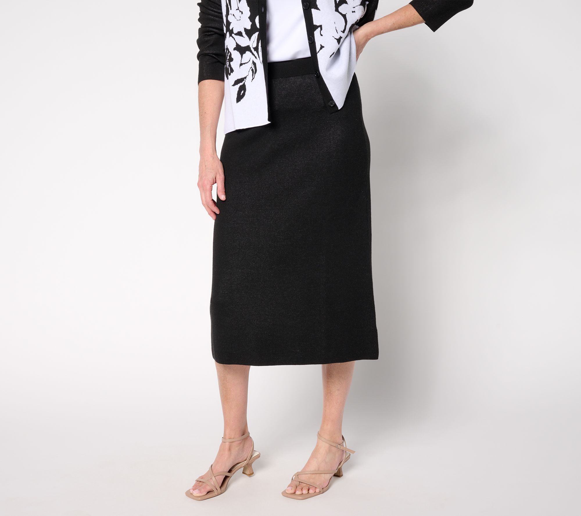 "As Is" by Stacy London Cotton Knit A-Line Midi Skirt