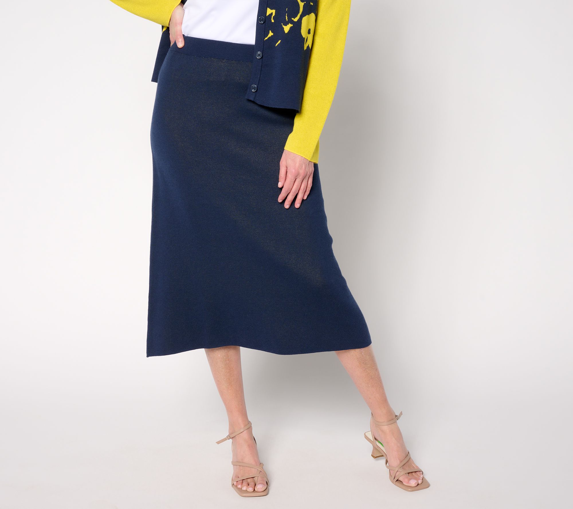 "As Is" by Stacy London Cotton Knit A-Line Midi Skirt