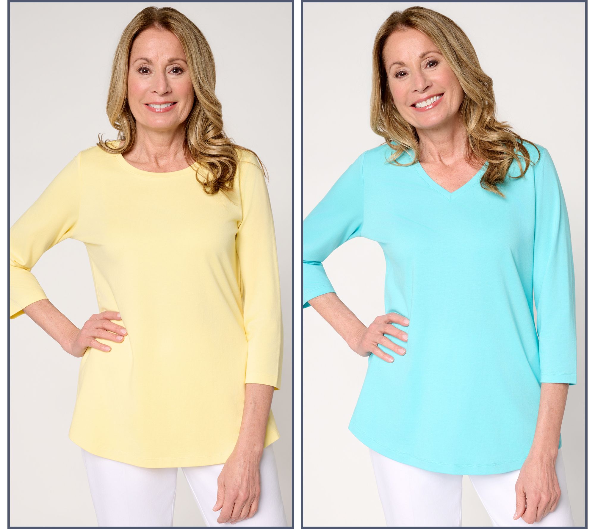 Belle by Kim Gravel TripleLuxe Knit Set of 2 3/4 Sleeve Tops