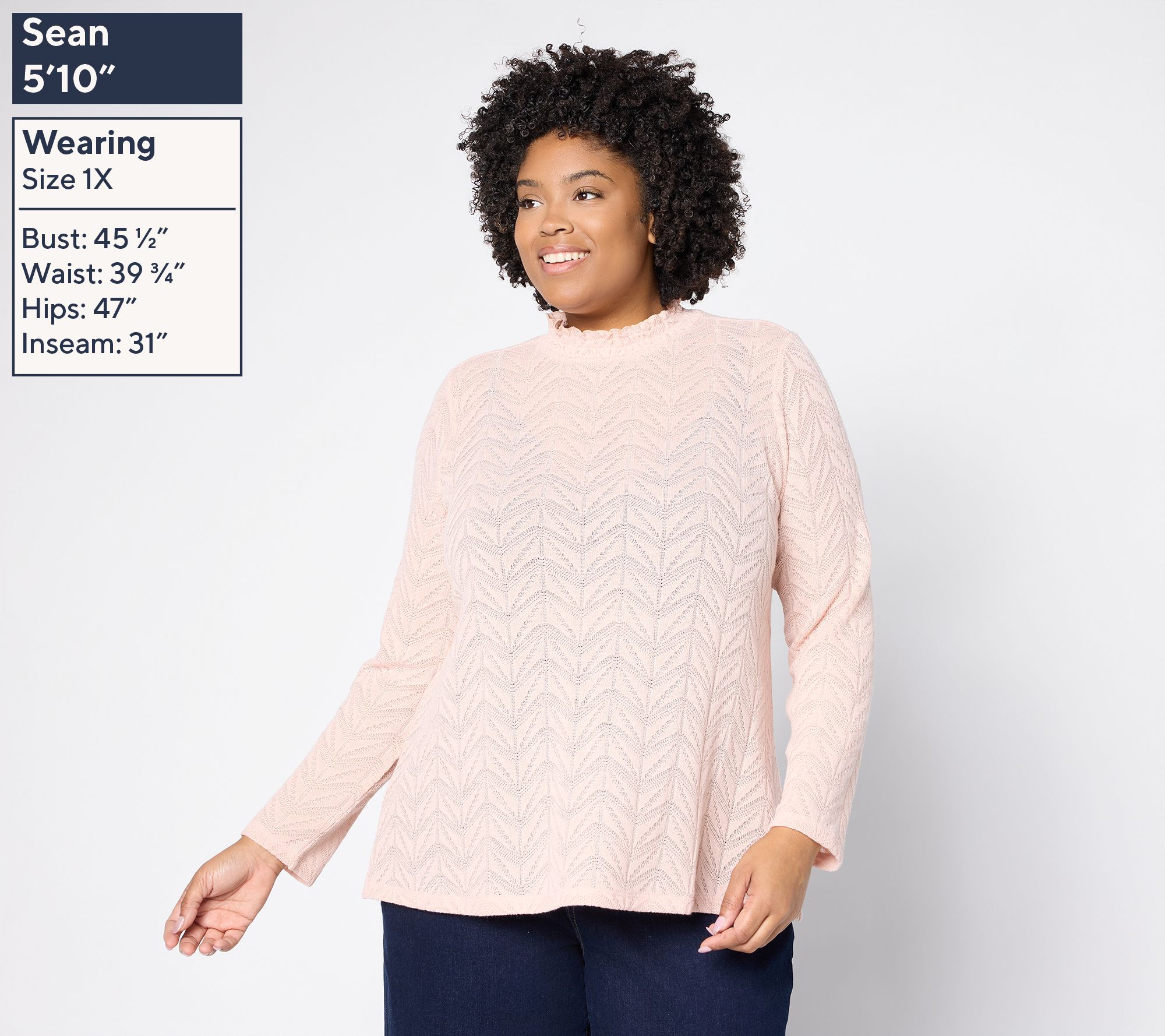 LOGO Layers by Lori Goldstein Textured Knit Long Sleeve Mock Neck