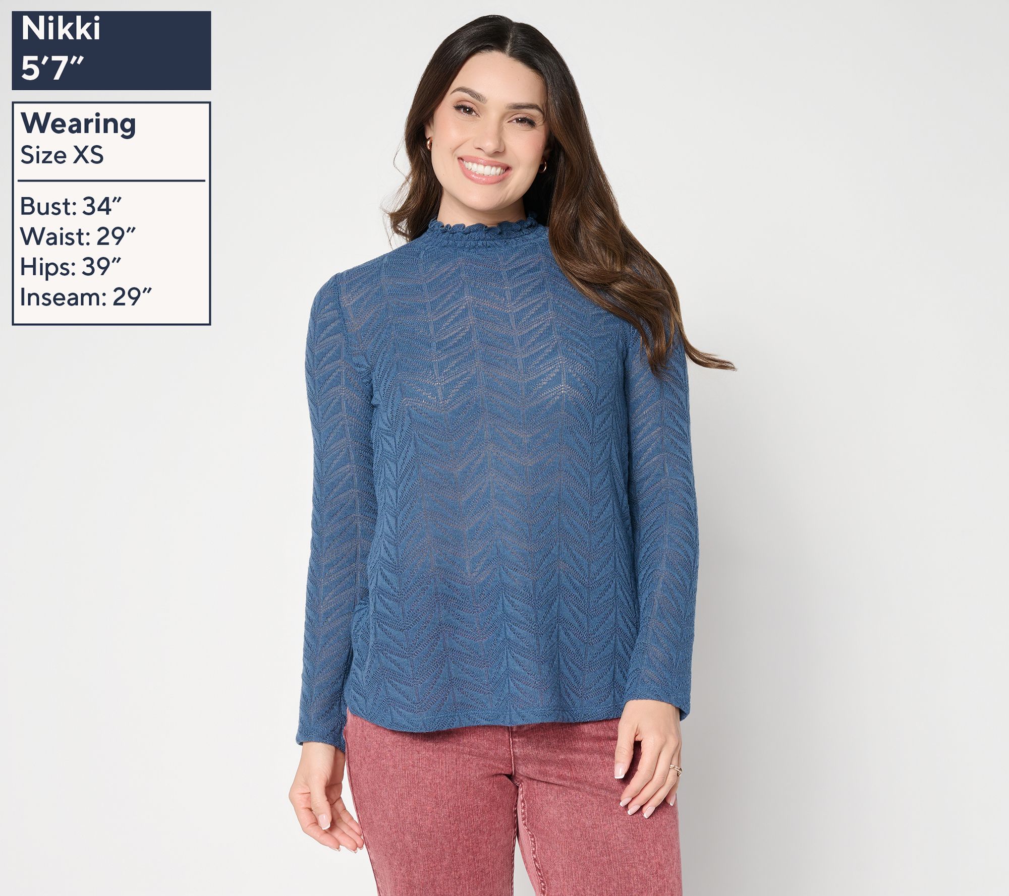 【EFFLORESCENCE】MOCKNECK LAYERED LOGO LOGO Layers by Lori Goldstein Textured Knit Long Sleeve Mock Neck