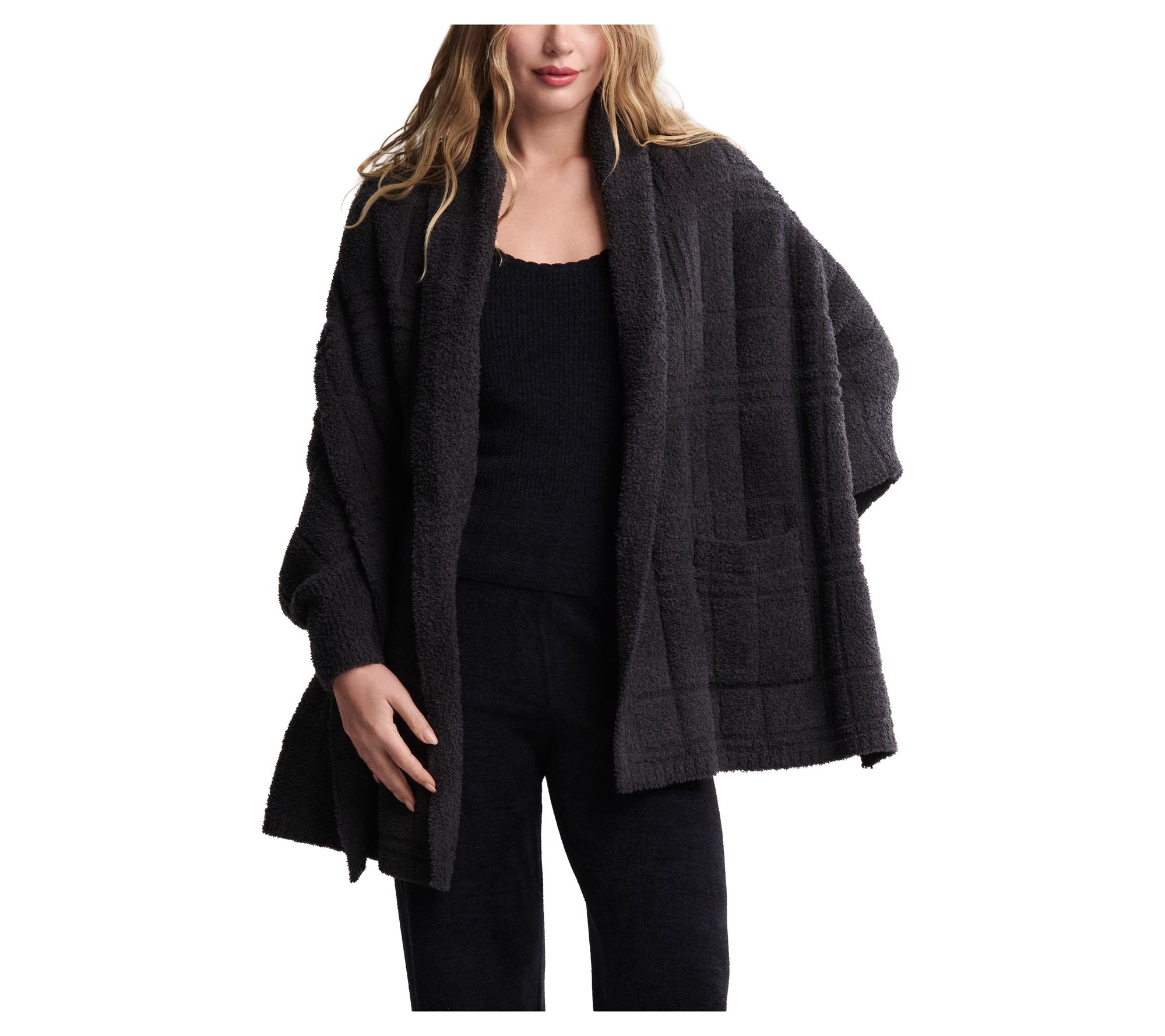 Barefoot Dreams CozyChic Cotton Tonal Plaid Blanket Wrap