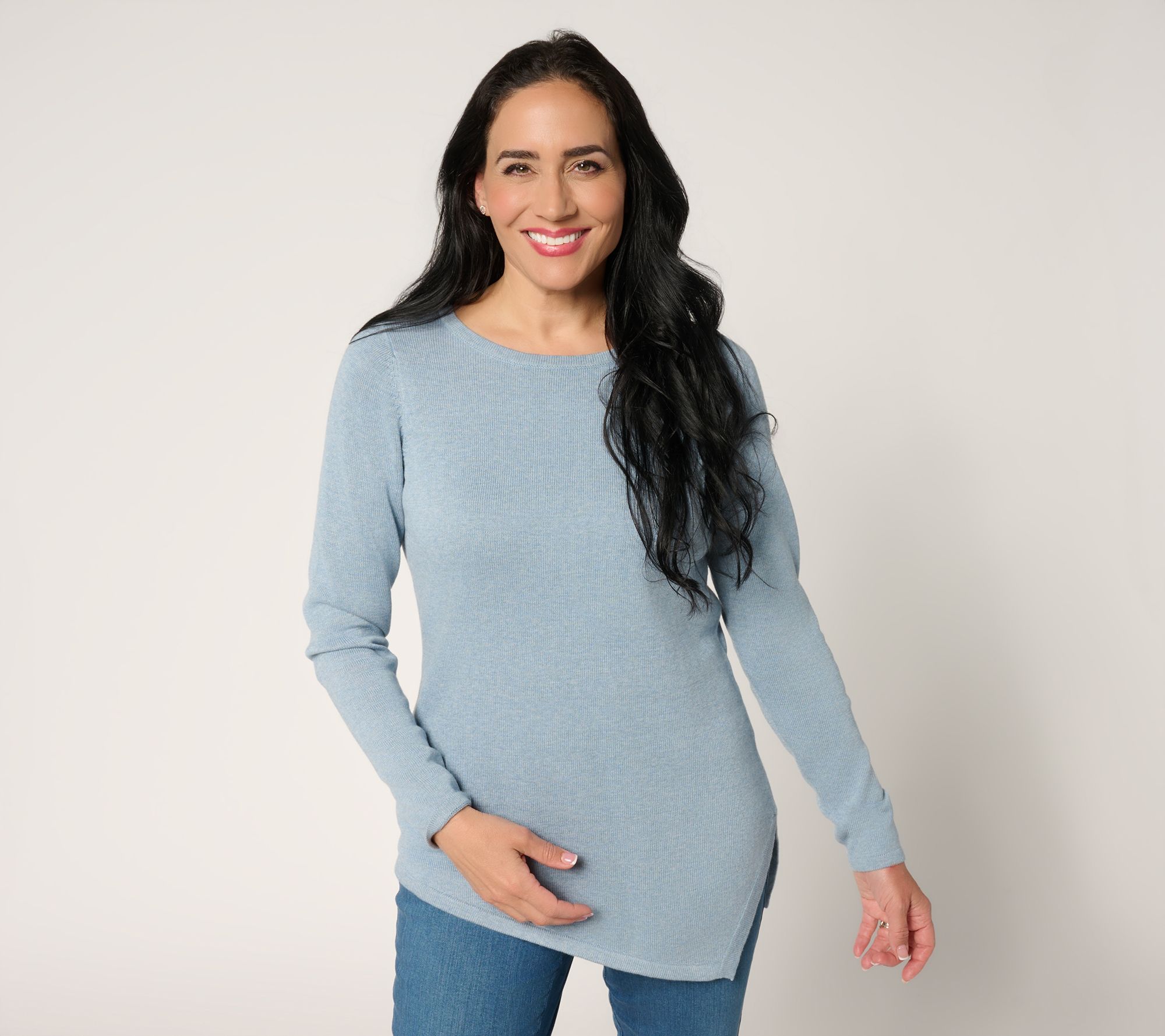 "As Is" Belle by Kim Gravel Asymmetrical Hem Heathered Sweater