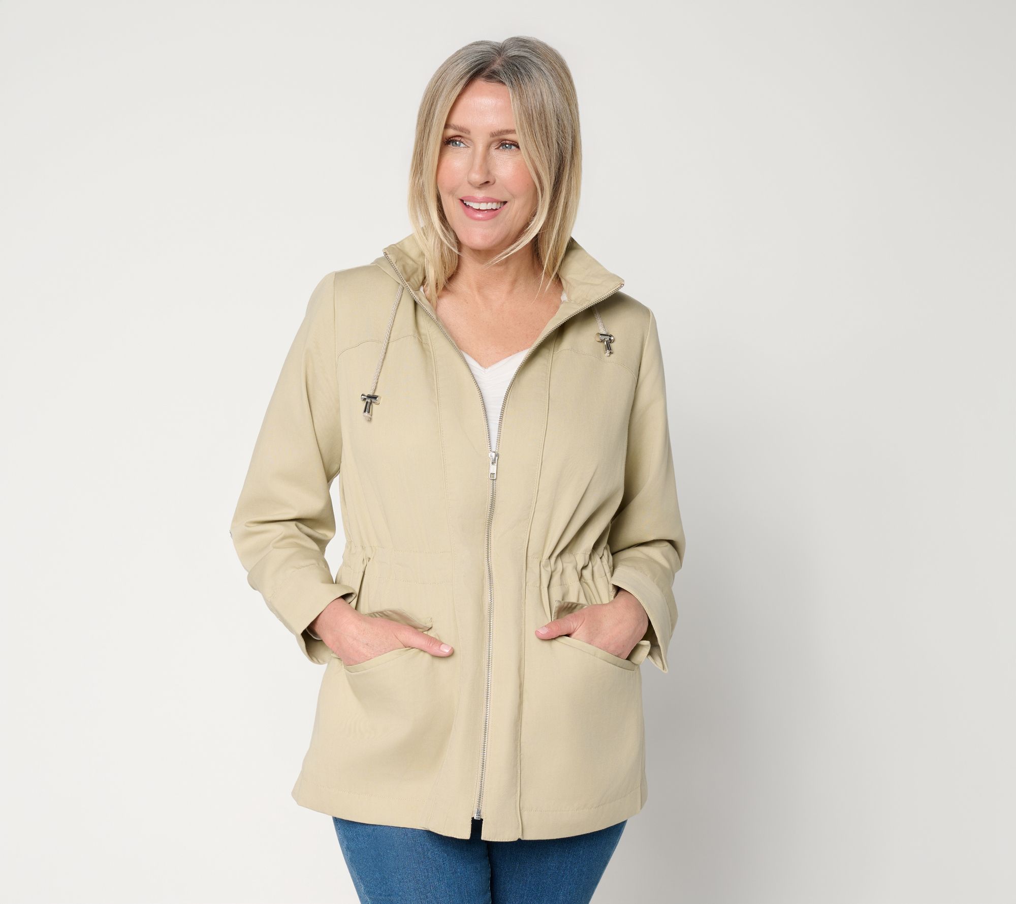 Susan Graver Regular Water Repellent Jacket with Printed Lining