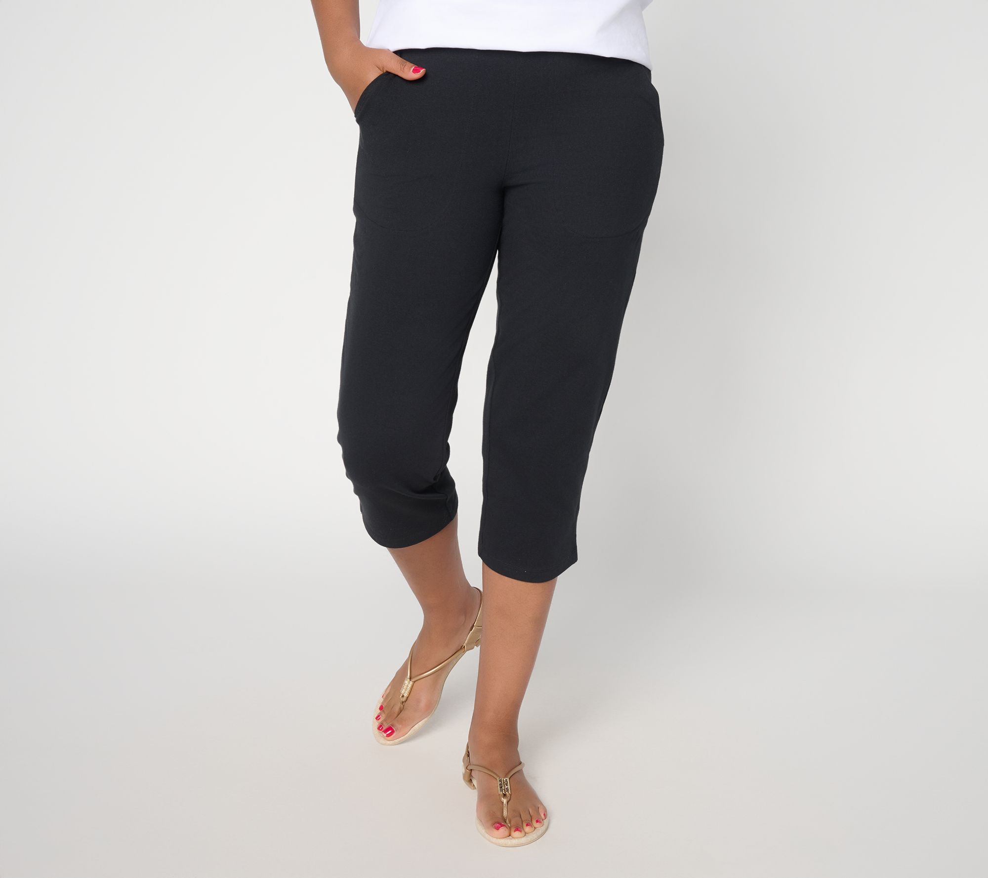 Denim & Co. Regular Duo Stretch Capri Pants with Pockets