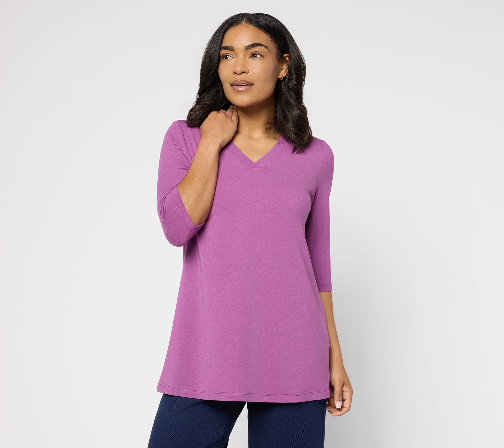 Denim & Co. Essentials Regular So Soft Jersey V-Neck Tunic