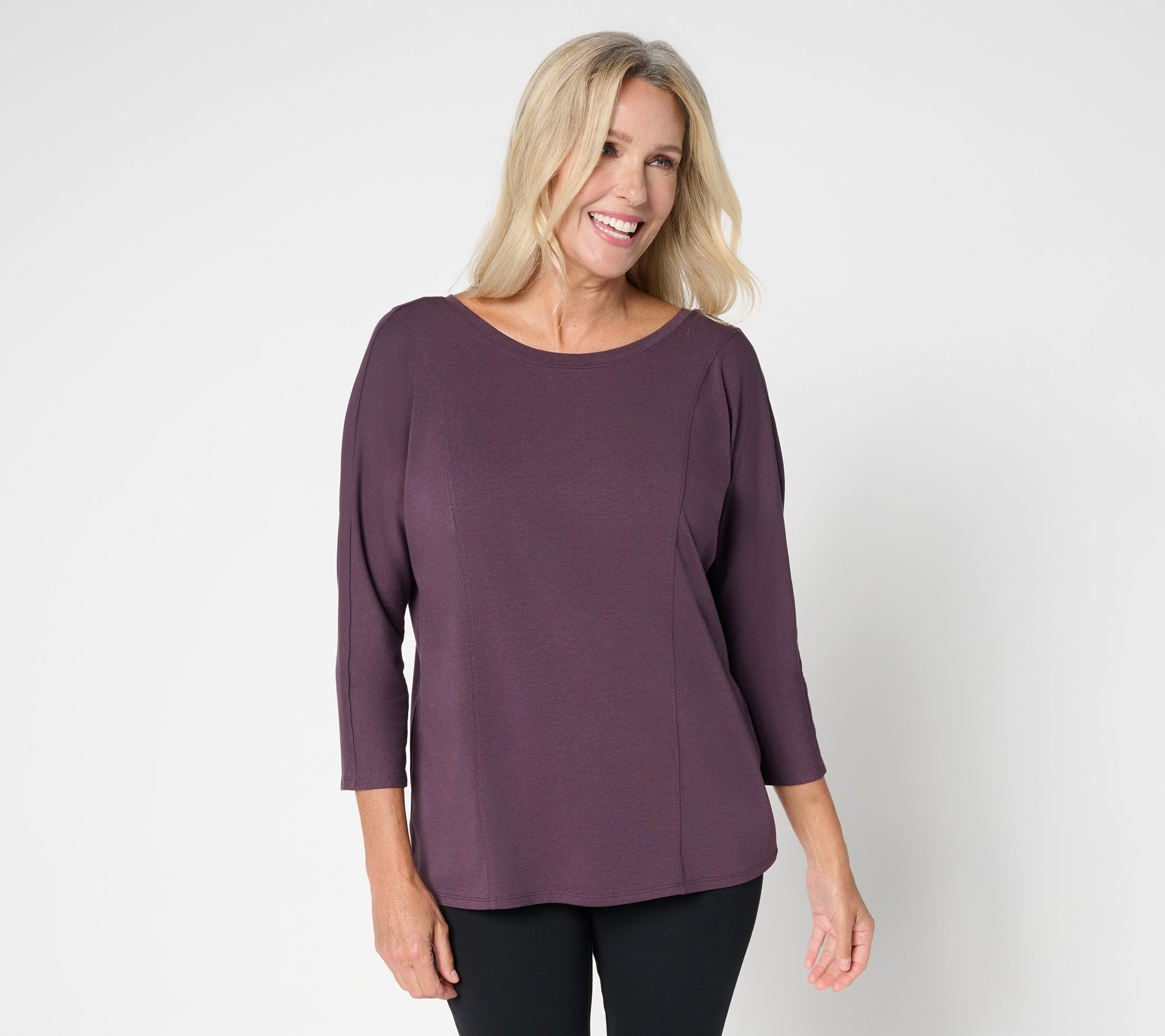 "As Is" AnyBody Cozy Knit Seamed Top with Back Twist Detail